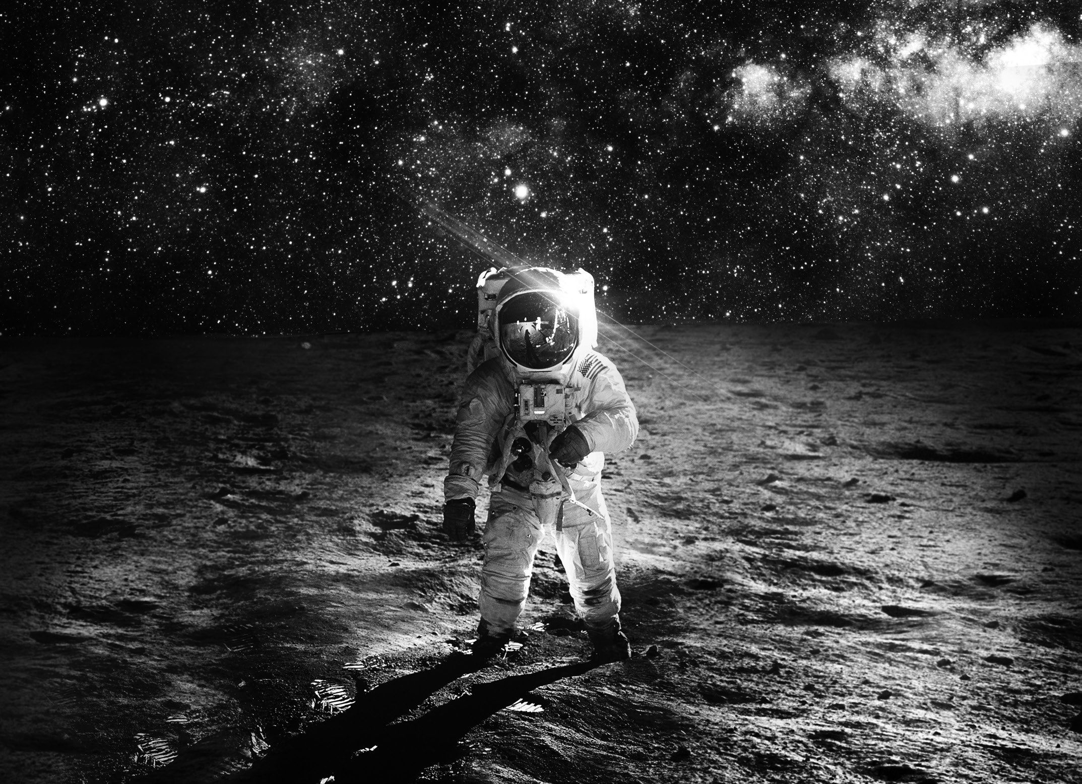 Astronauta sulla luna, bianco e nero, 2147x1556 alta risoluzione, PC