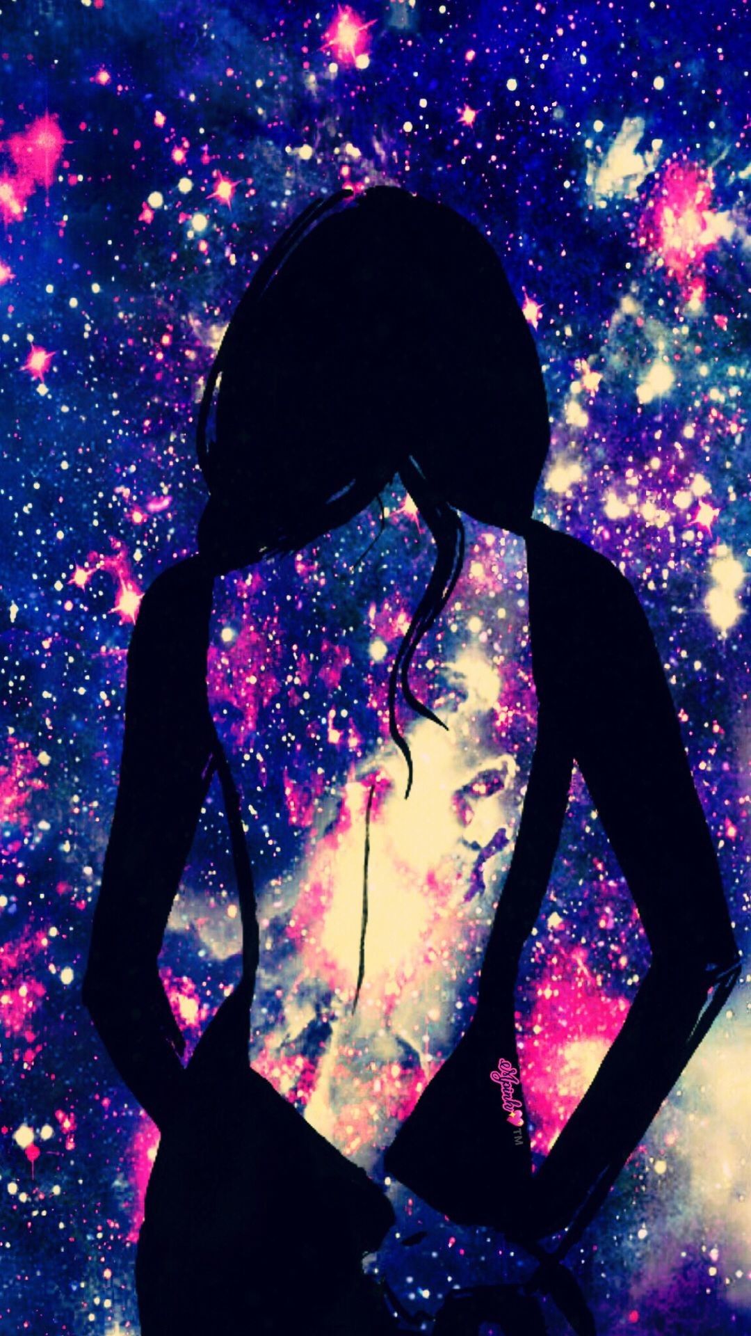 Silhouette donna galassia colorata, 1080x1920 Full HD Verticale, iPhone Air