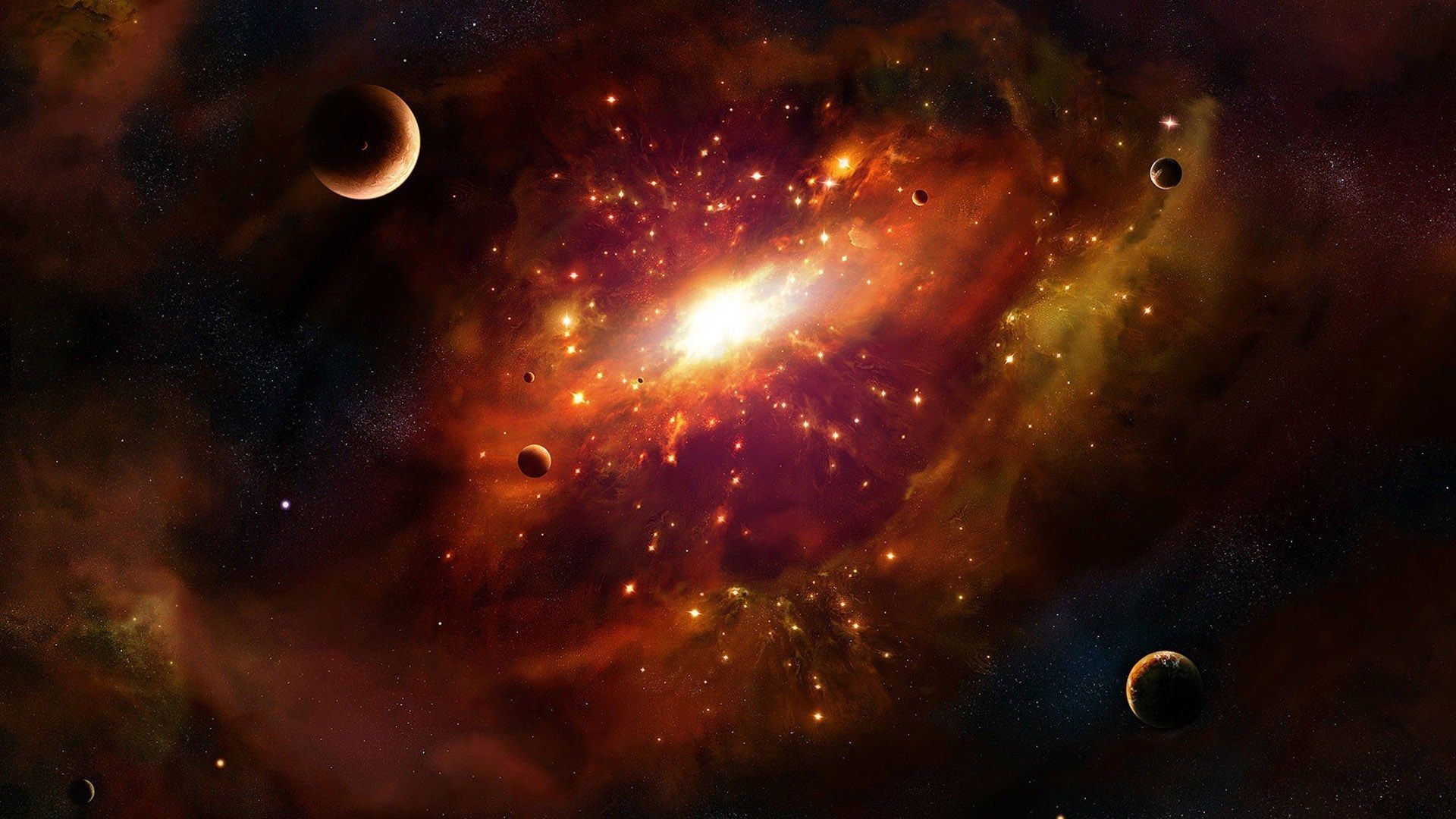 Galassia rossa con pianeti, 1920x1080 Full HD, ROG Asus Laptop
