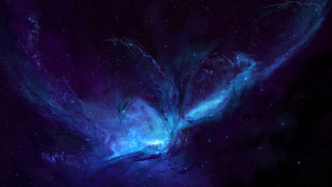 Galassia blu e viola nello spazio, 1366x768 HD, Laptop