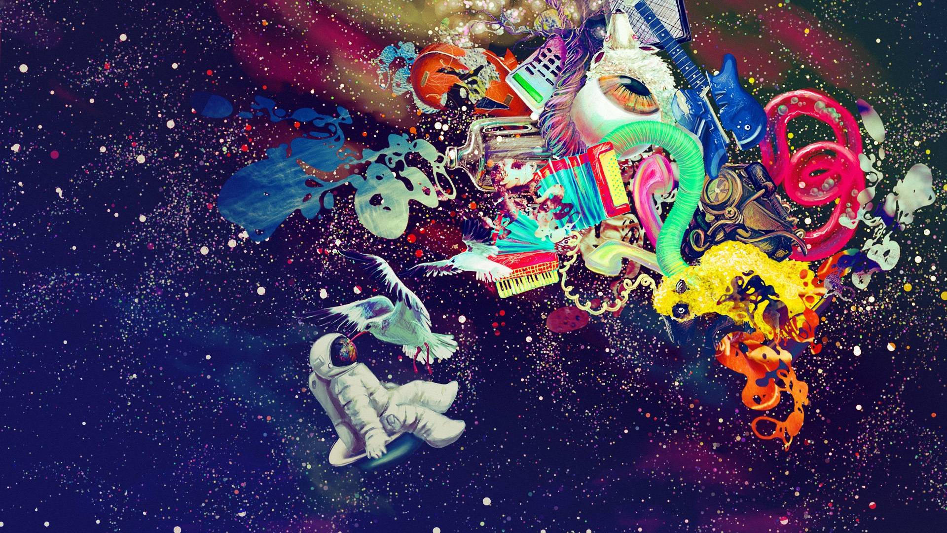 Astronauta esplosione colori psichedelica, 1920x1080 Full HD, Desktop
