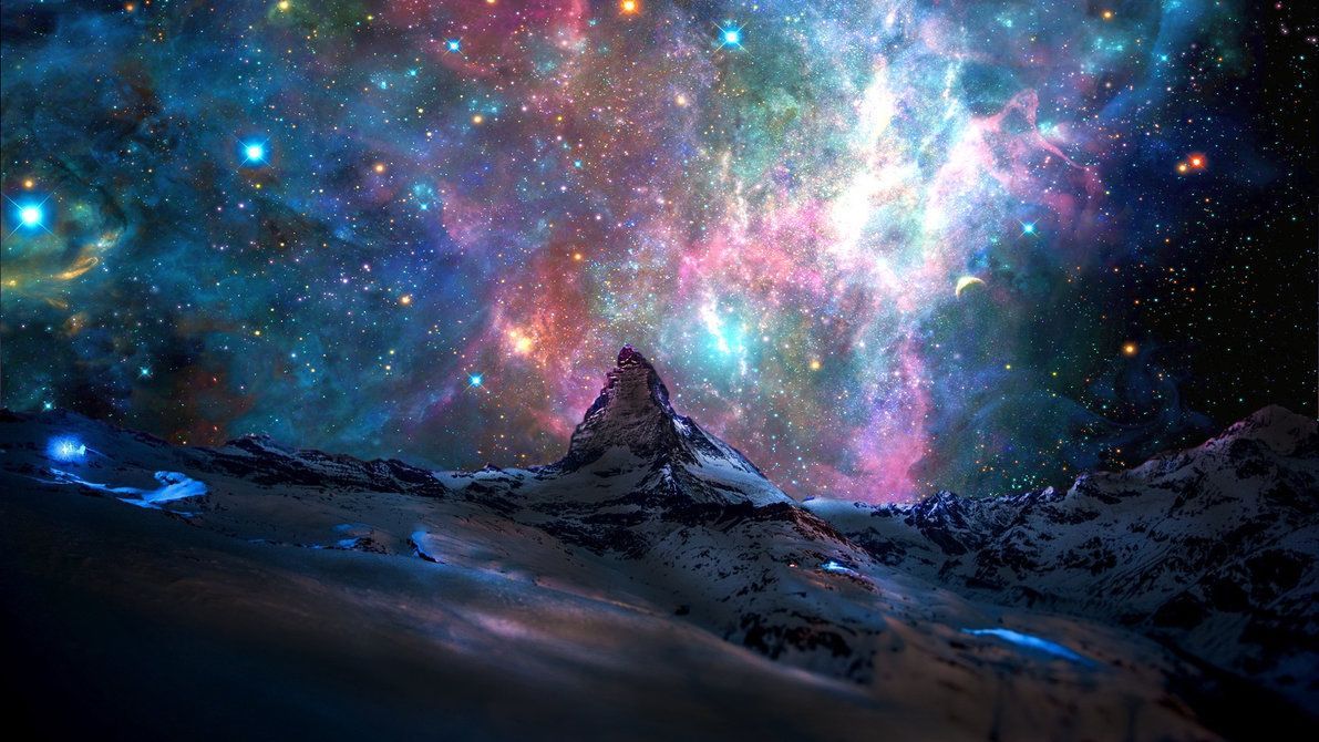 Galassia psichedelica su montagna, 1191x670 HD, iMac