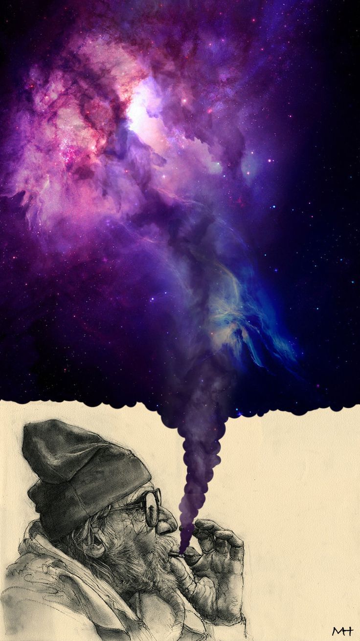 Uomo che fuma galassia psichedelica, 736x1309 Full HD Verticale, iPhone