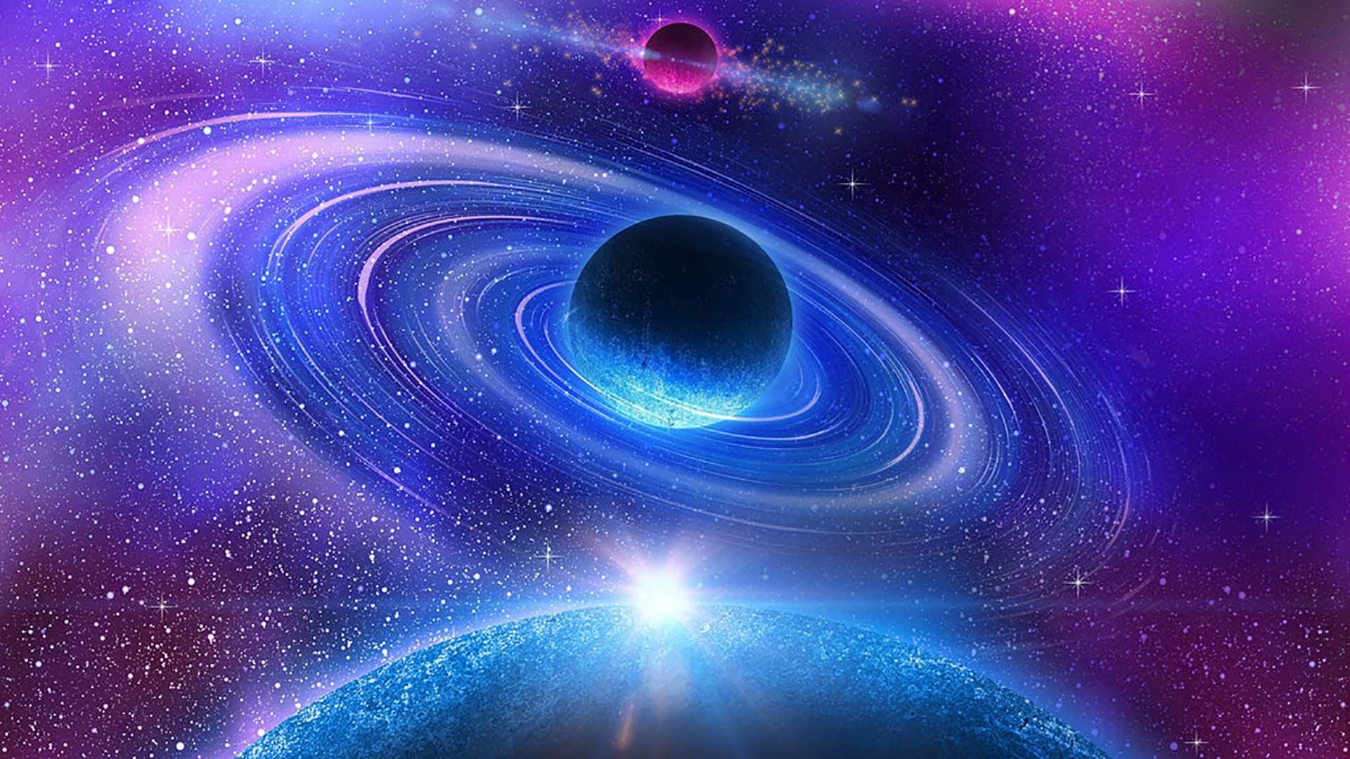 Galassia psichedelica pianeta anelli, 1920x1080 1080p, Desktop