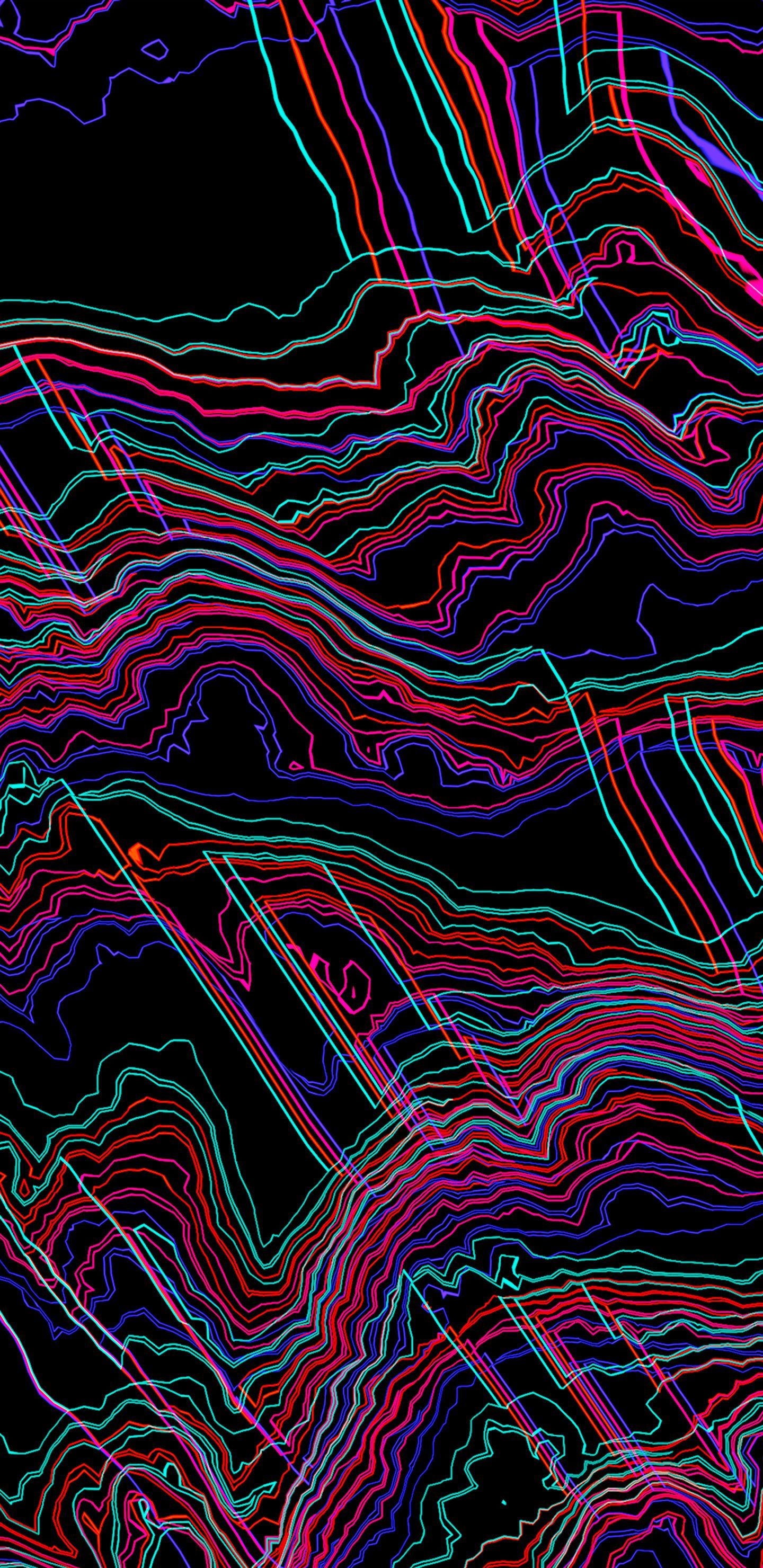 Linee ondulate psichedeliche multicolore, 1440x2960 Verticale, Mobile