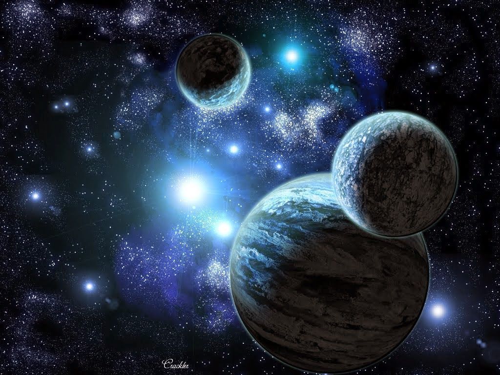 Pianeti galassia blu psichedelica, 1024x768 HD, PC Desktop