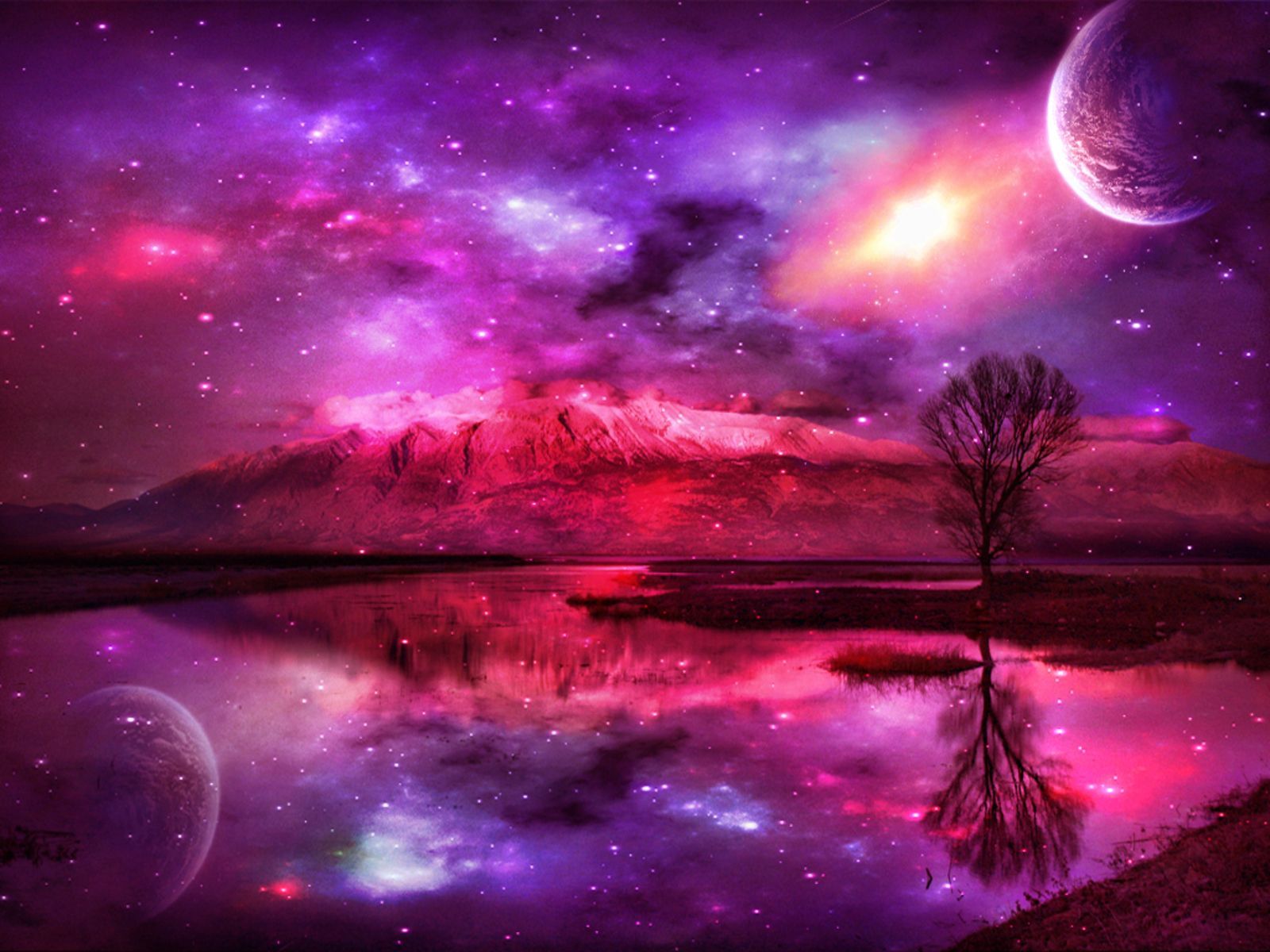 Galassia rosa viola con riflesso, 1600x1200 900p, PC