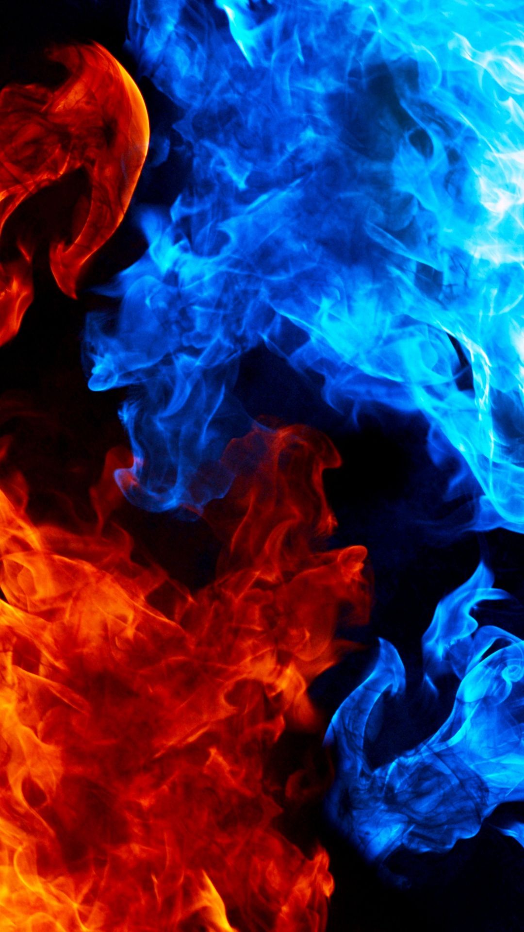 Fiamme rosse e blu contrapposte, 1080x1920 Verticale, Telefono