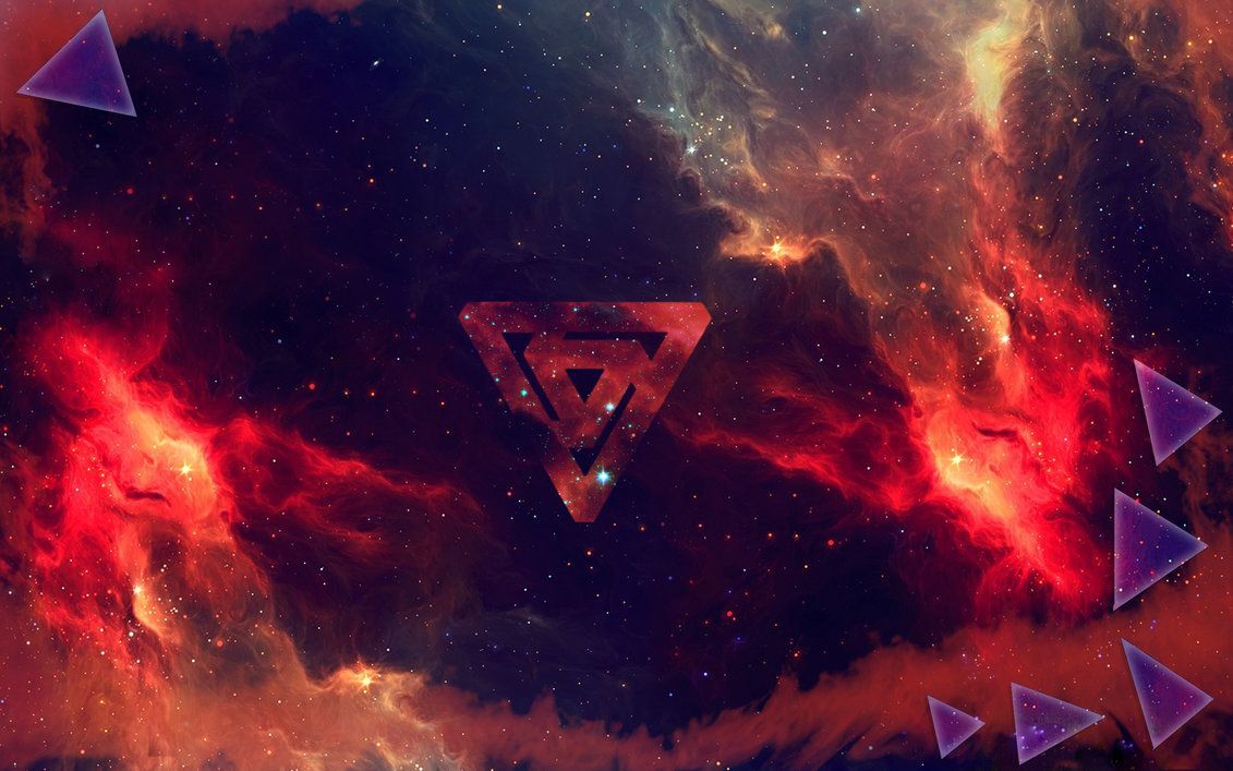Galassia rossa con triangoli viola, 1131x707 HD, Desktop