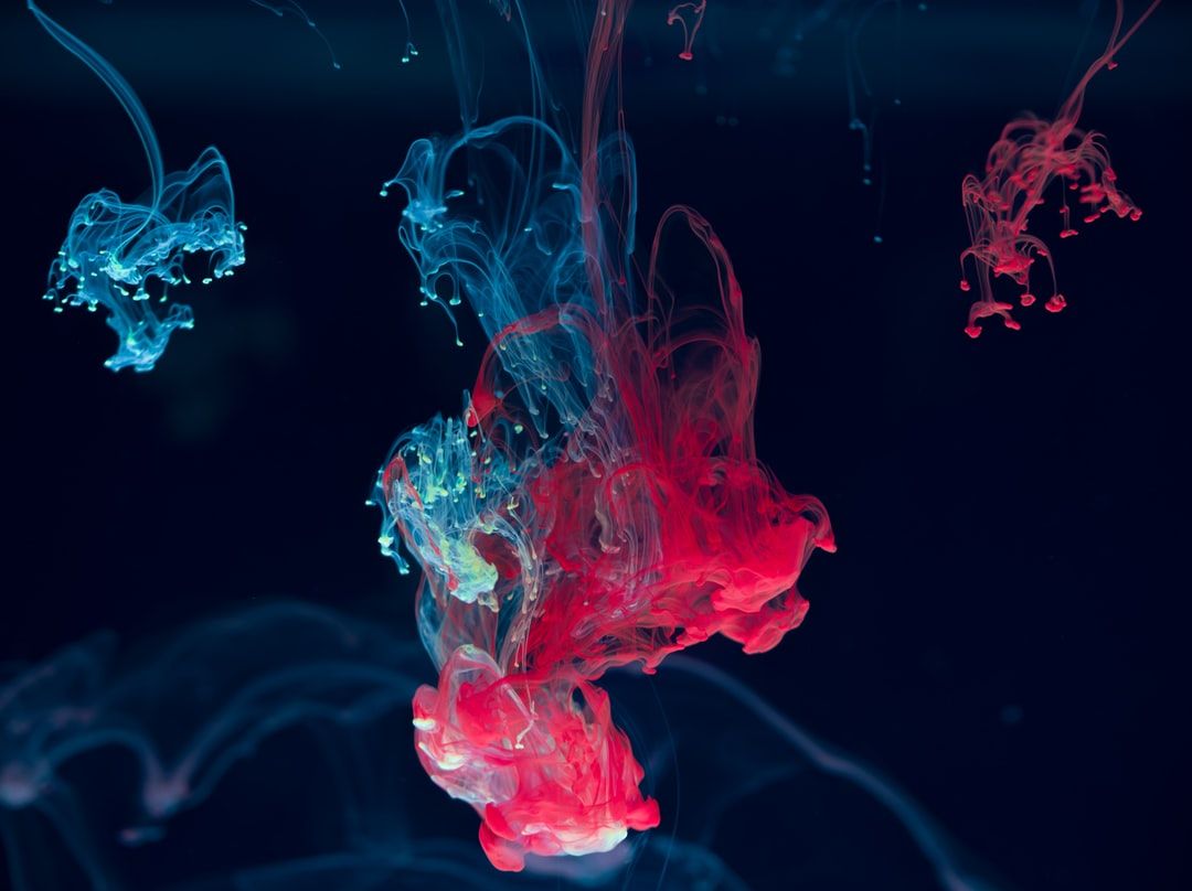 Inchiostro rosso e blu in acqua, 1080x808 HD, PC