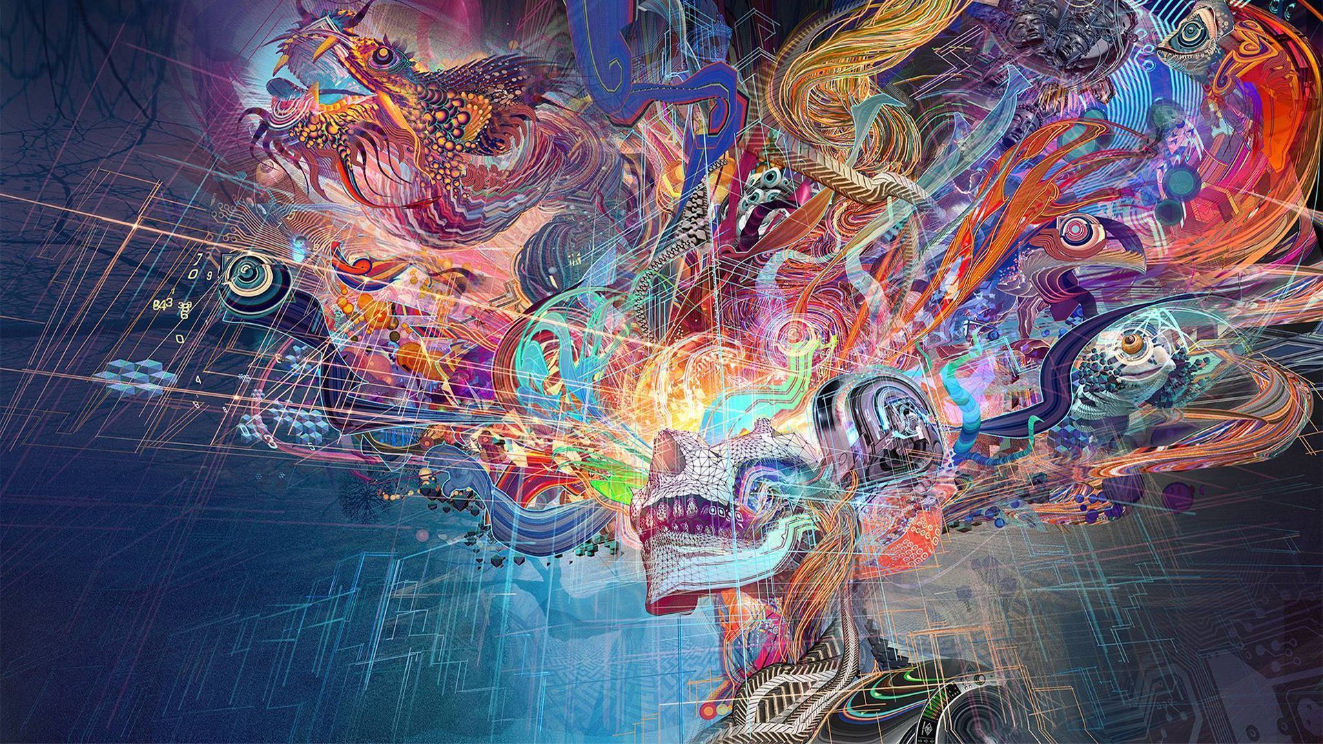Teschio astratto psichedelico colorato, 1920x1080 1080p, Desktop
