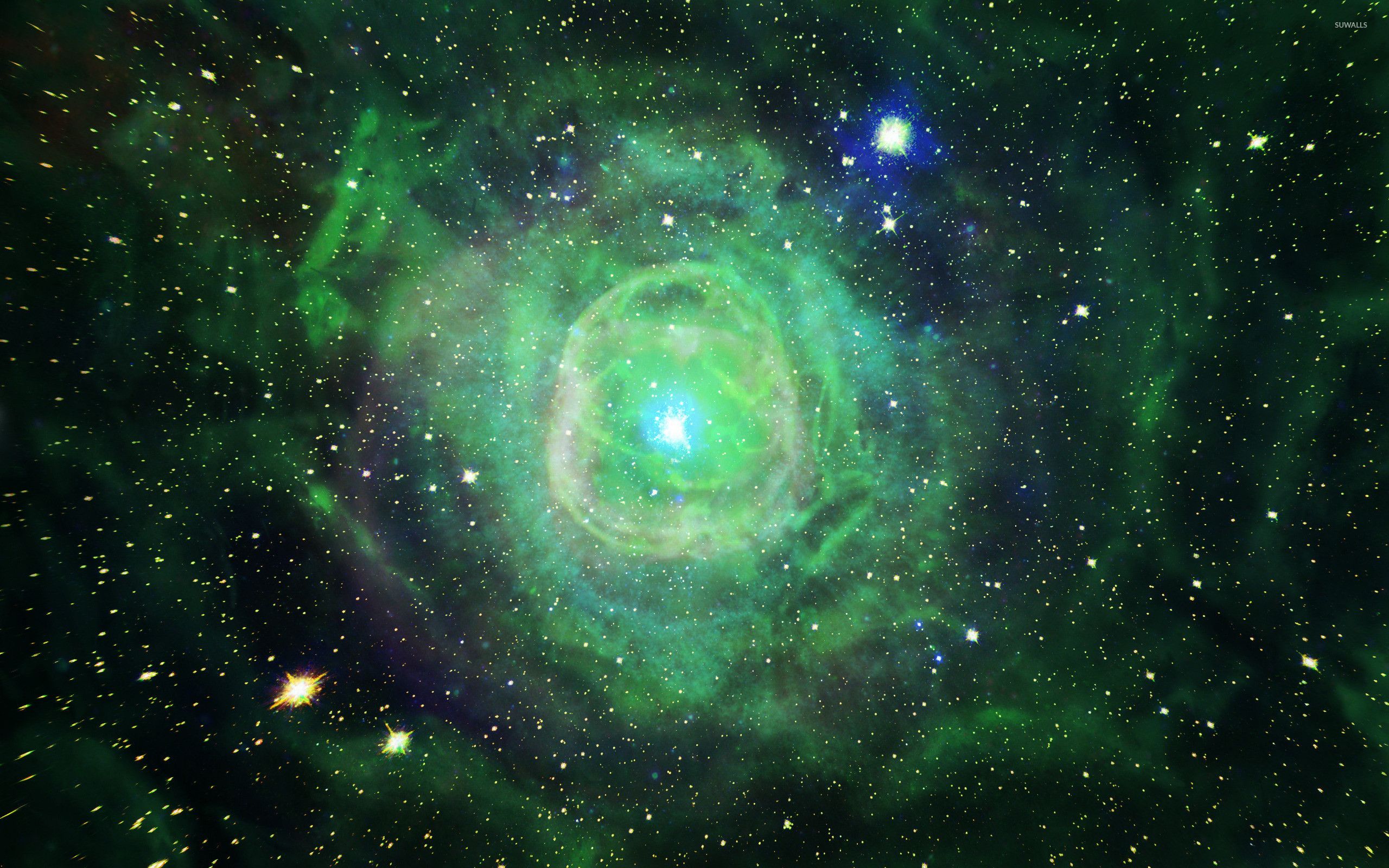 Galassia verde con stelle, 2560x1600 WQXGA, Desktop