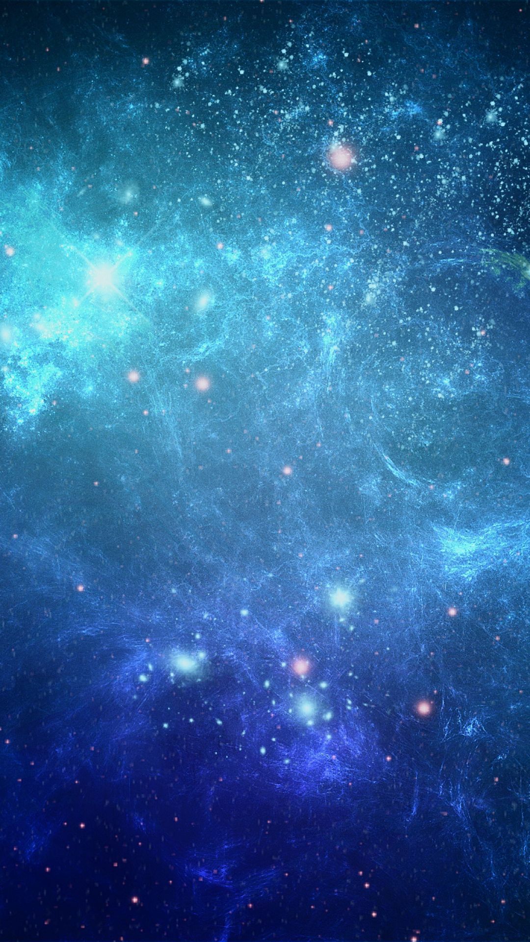 Galassia blu-verde con stelle, 1080x1920 Full HD Verticale, Smartphone