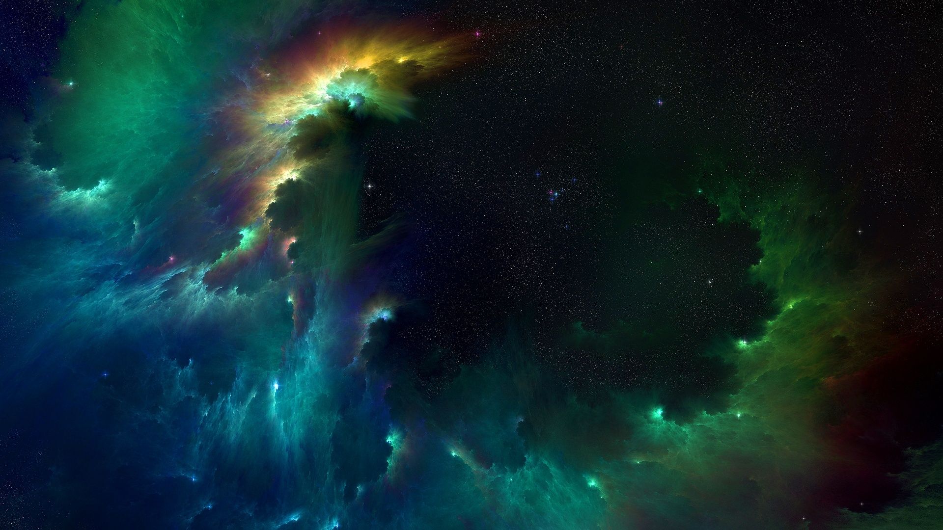 Galassia verde con nebulosa, 1920x1080 Full HD, Desktop