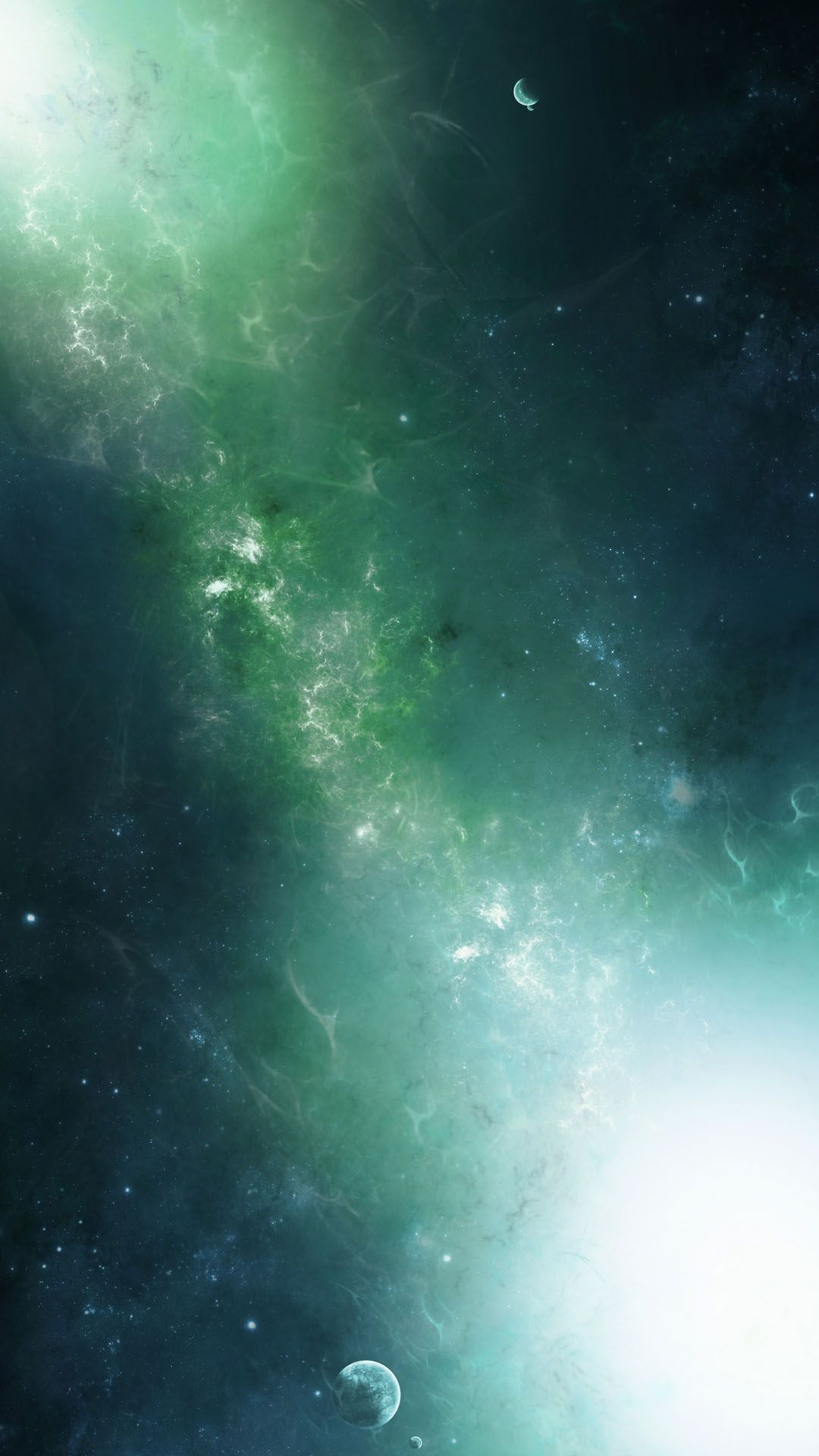 Galassia verde con stelle, 1080x1920 Full HD Verticale, Smartphone