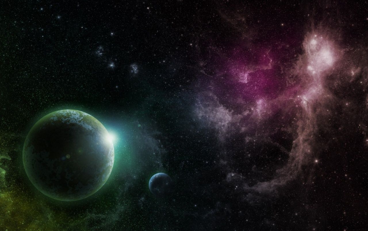 Pianeta verde con nebulosa viola, 1280x804 HD, ROG Asus Laptop