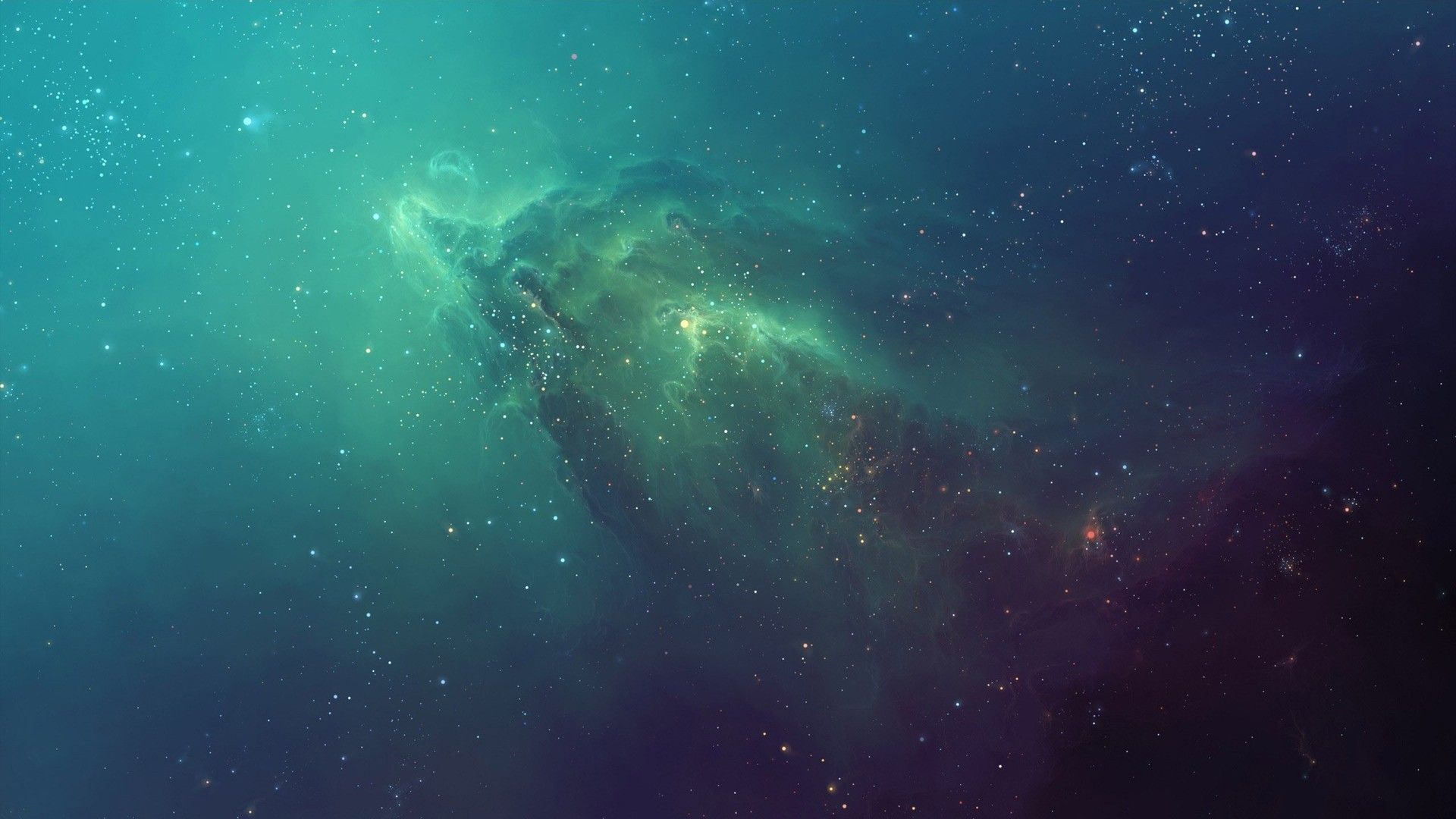 Galassia verde con stelle, 1920x1080 Full HD 1080p, Desktop