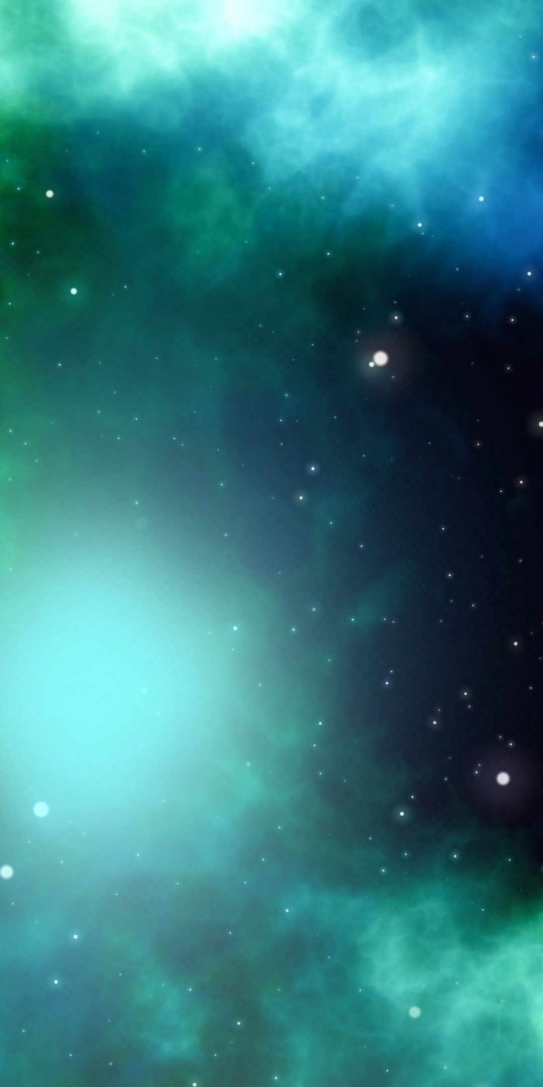 Nebulosa verde con stelle, 1080x2160 Full HD Verticale, Google Pixel