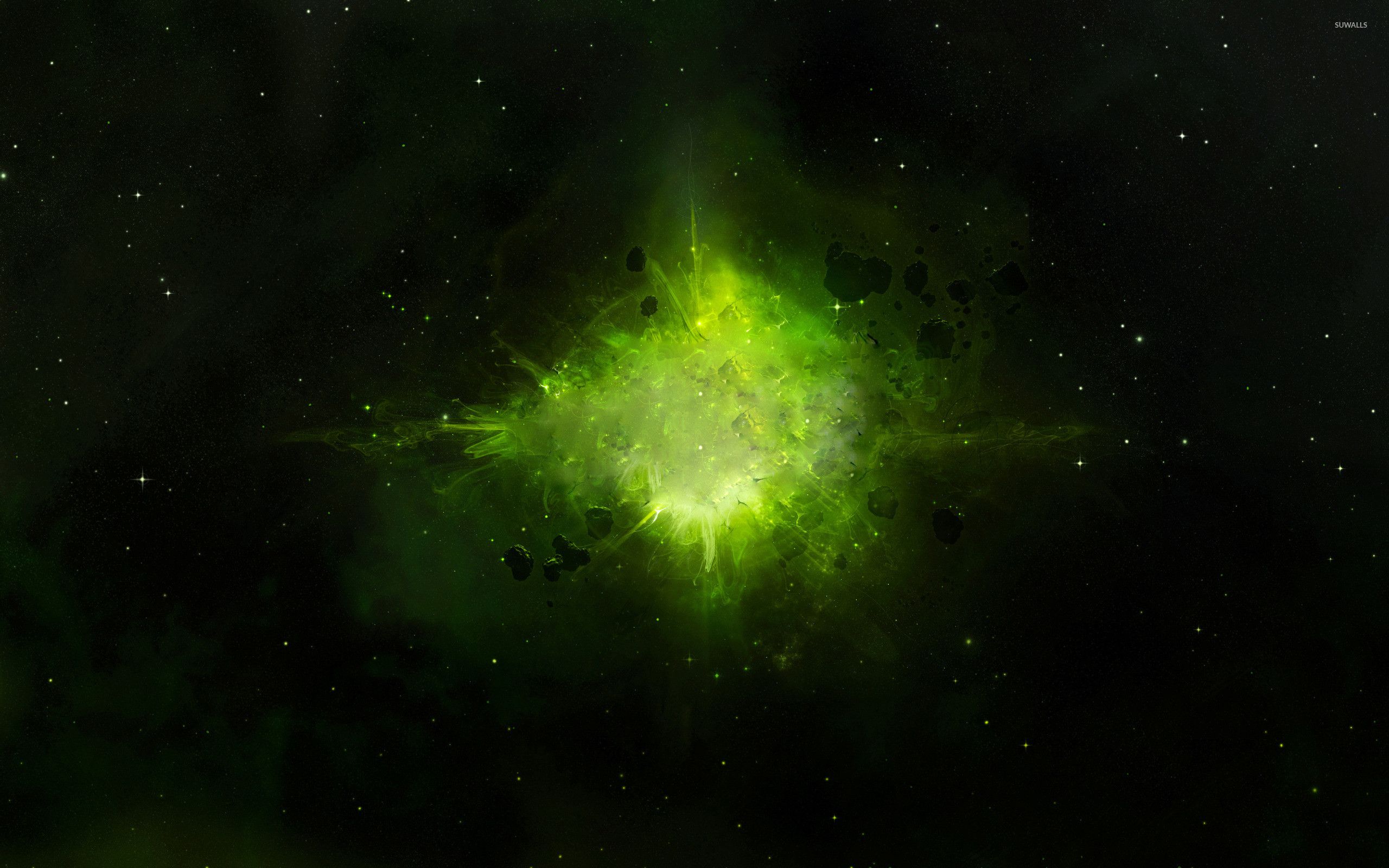 Galassia verde luminosa spazio, 2560x1600 2K, MacBook Pro