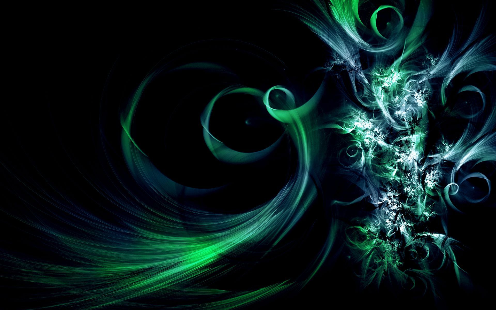 Spirali astratte verdi luminose, 1920x1200 Full HD+, Desktop