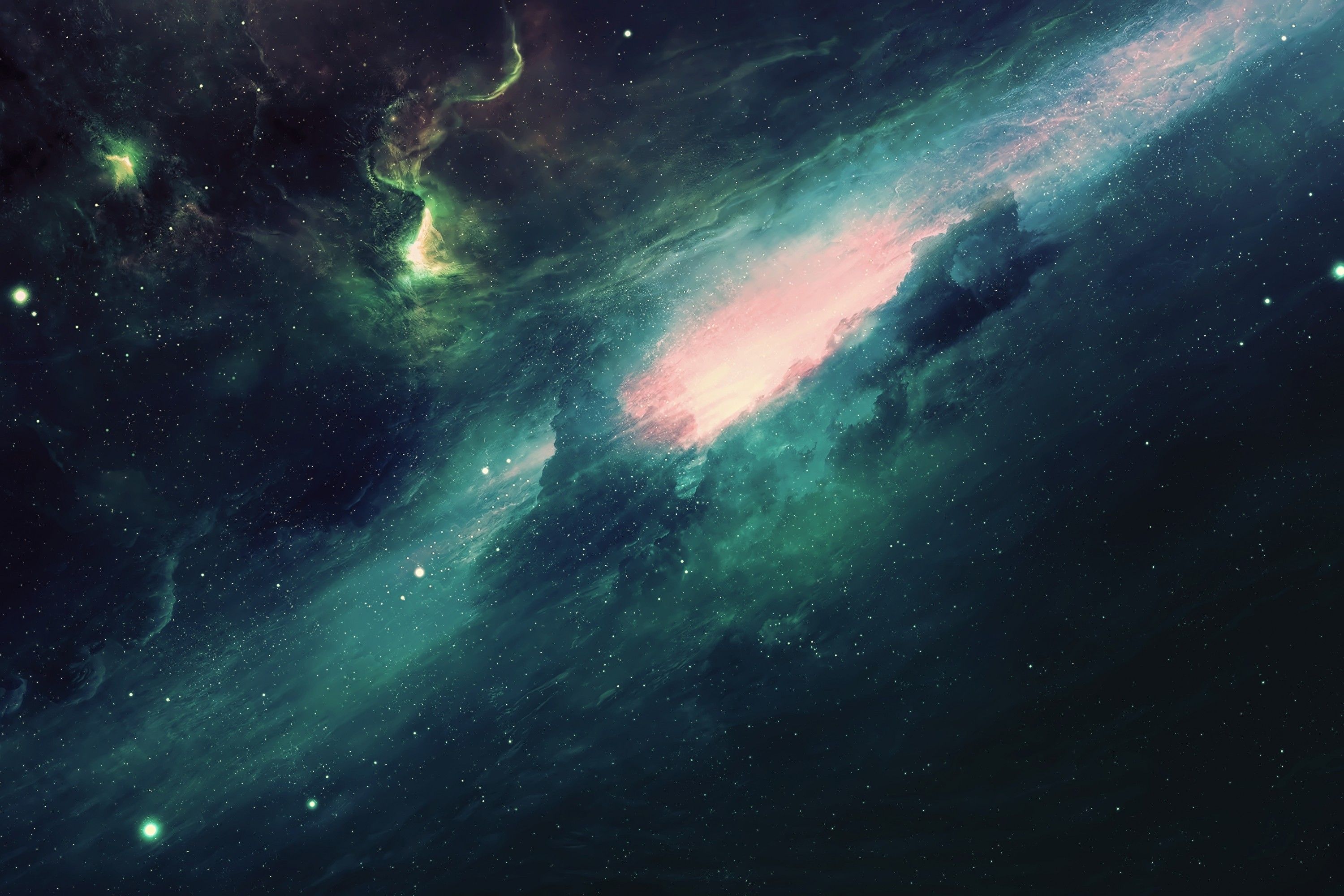 Galassia verde con stelle, 3000x2000 WQXGA, PC