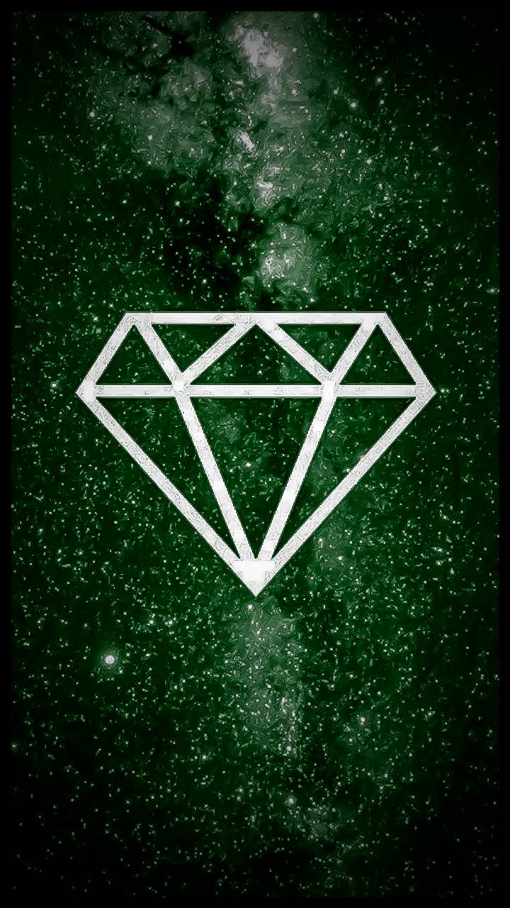 Diamante bianco su galassia verde, 720x1280 Verticale, Mobile