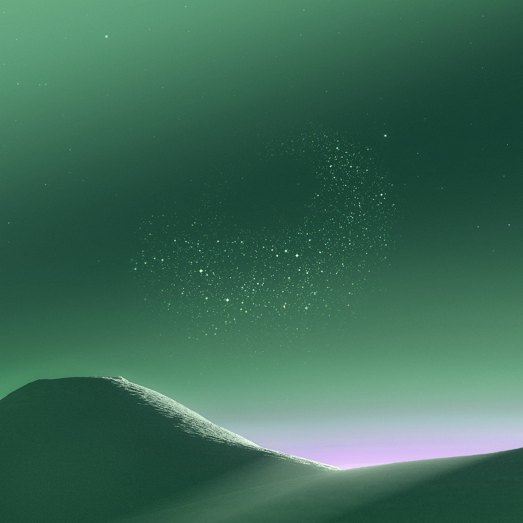 Galassia verde con colline stellate, 2048x2048 alta risoluzione, Desktop