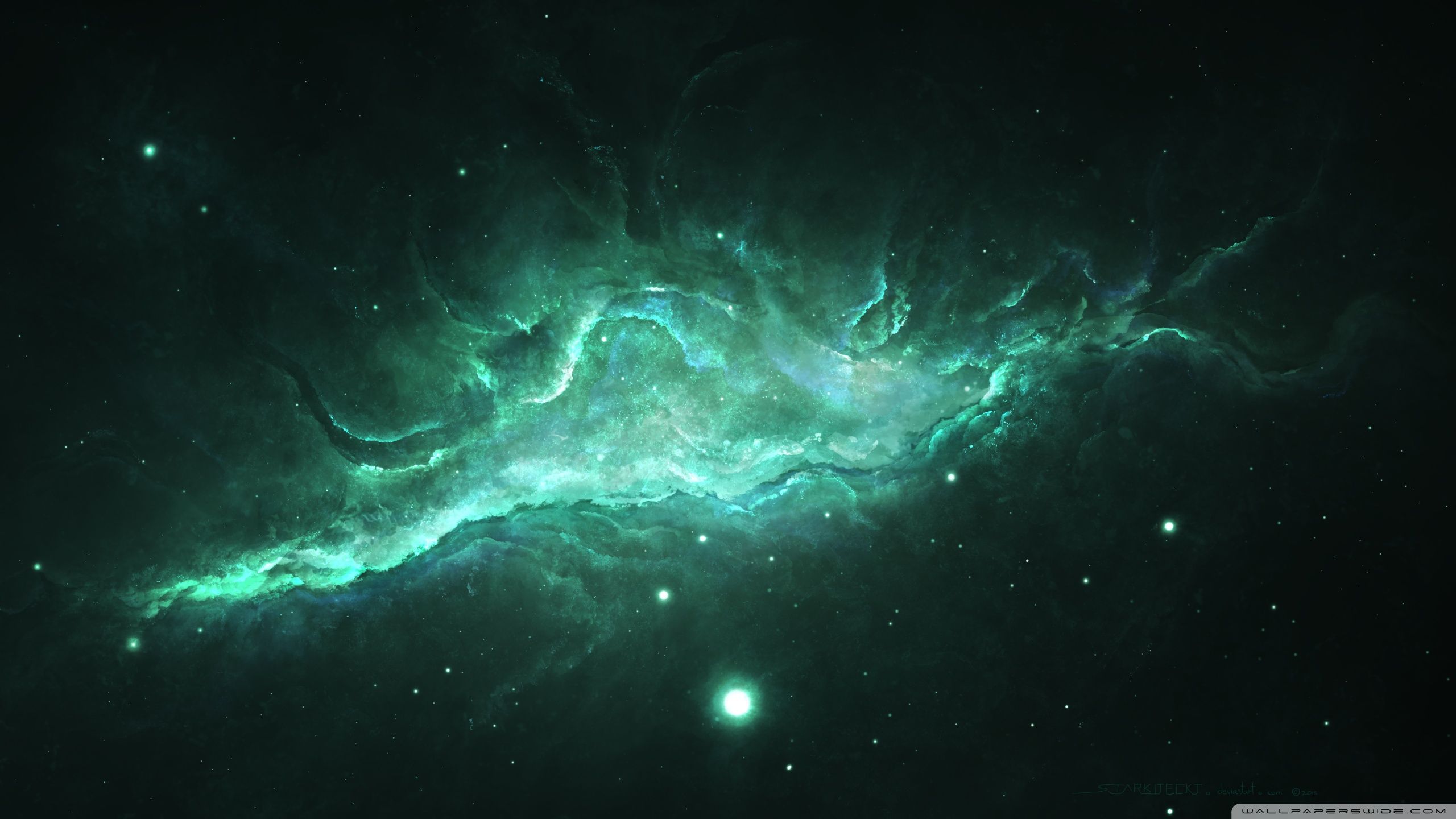 Nebulosa verde nello spazio, 2560x1440 QHD, Monitor Gaming
