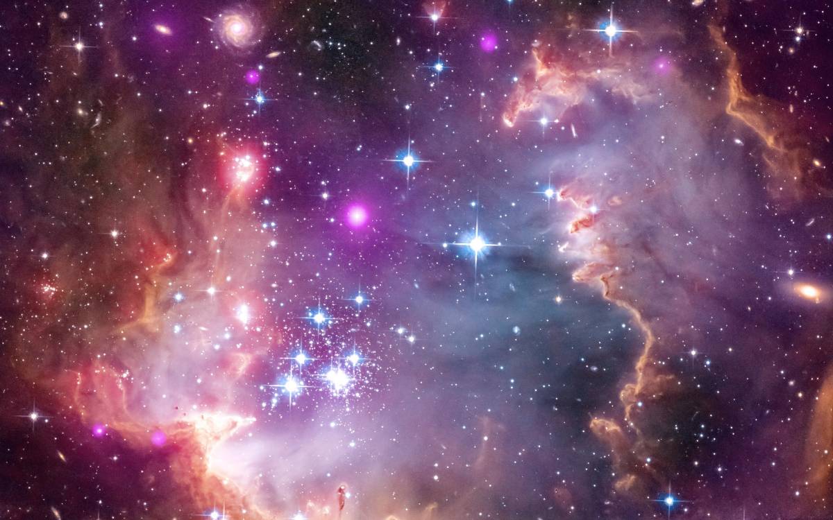 Galassia viola con nebulosa, 1200x750 HD, Desktop
