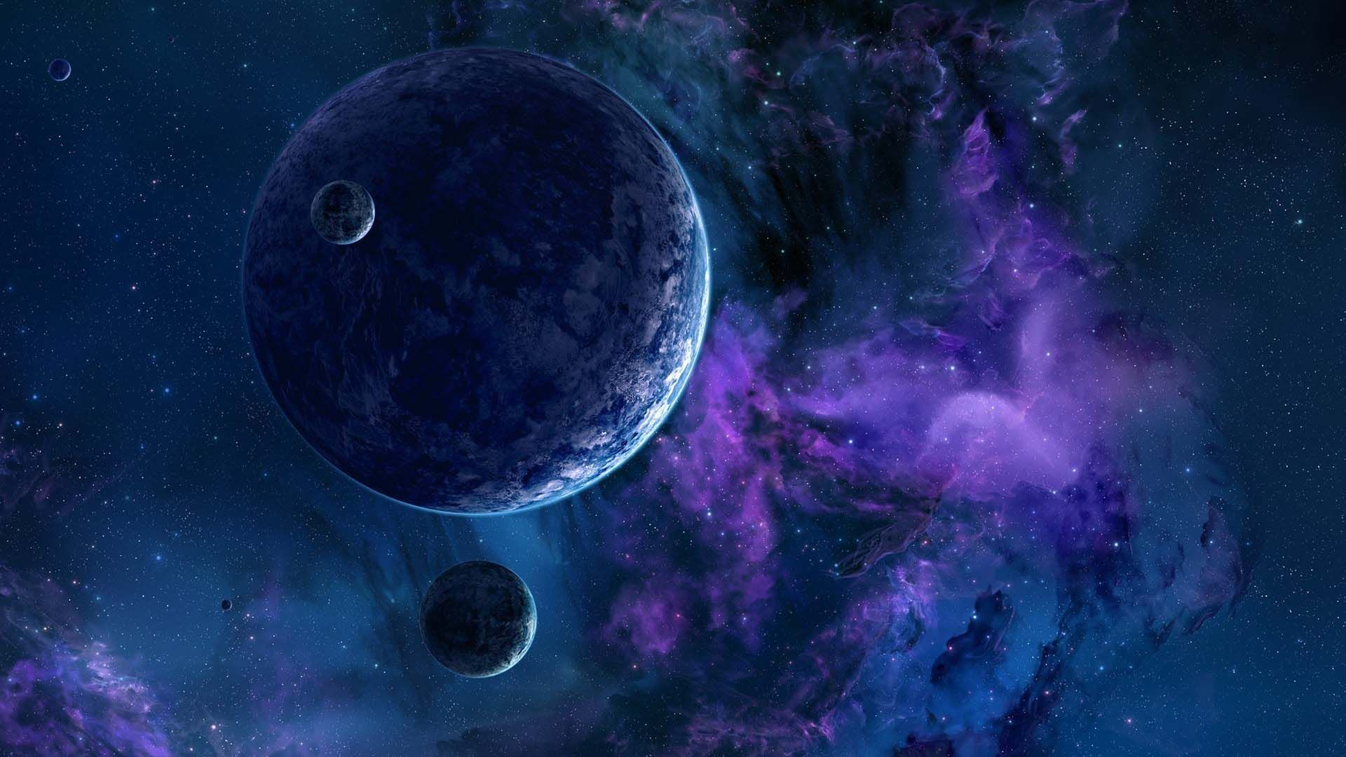 Pianeti galassia viola blu, 1920x1080 Full HD, Desktop