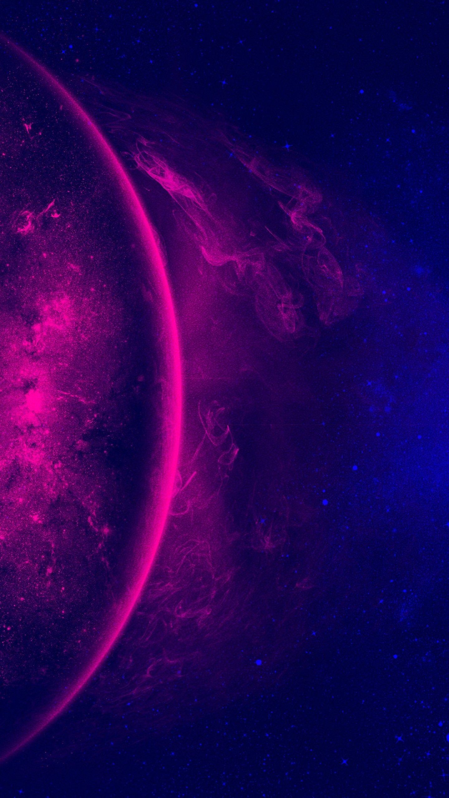 Galassia viola con pianeta, 1440x2557 Verticale, Android
