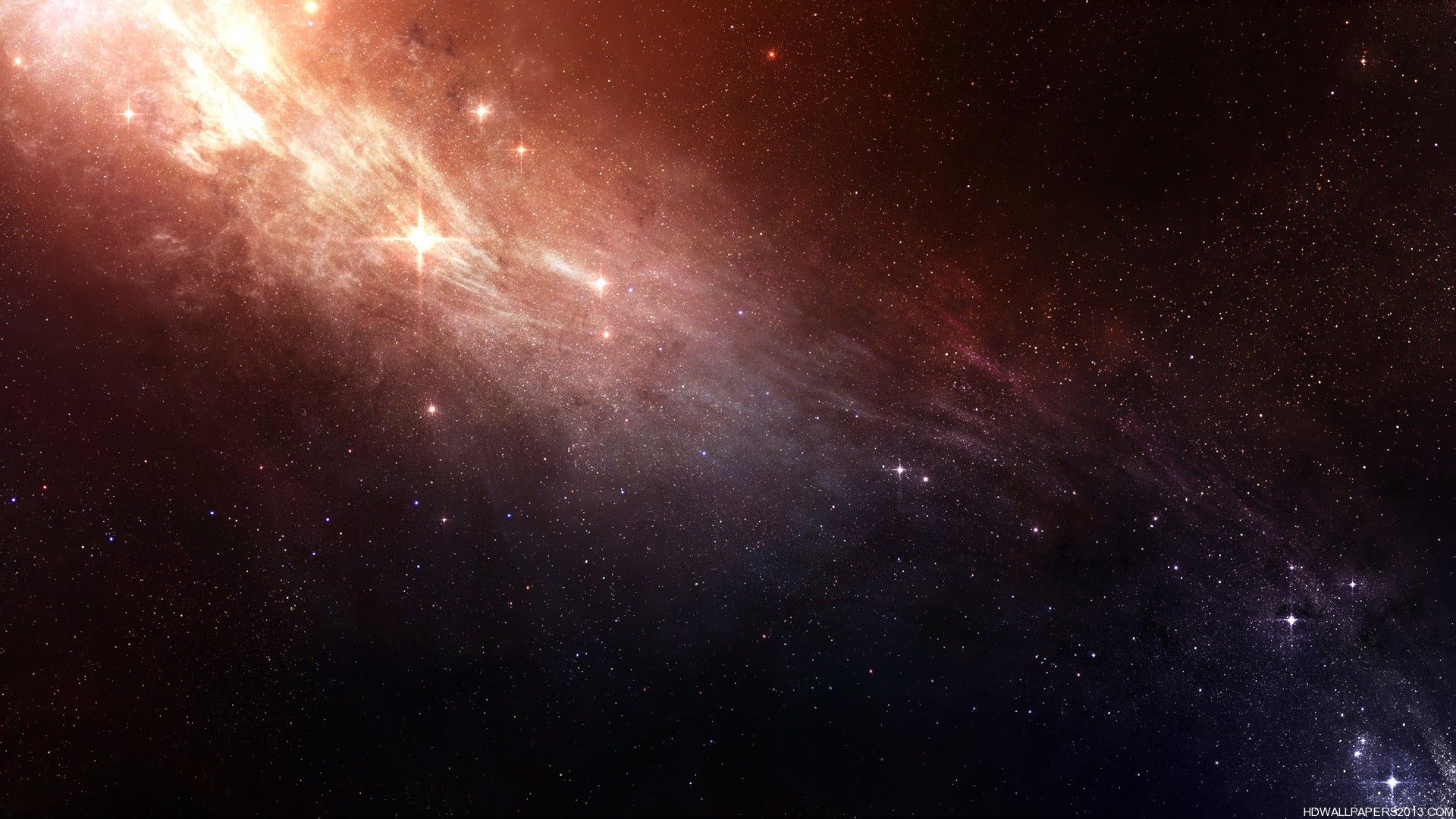 Galassia con nebulosa arancione, 1920x1080 1080p, Desktop