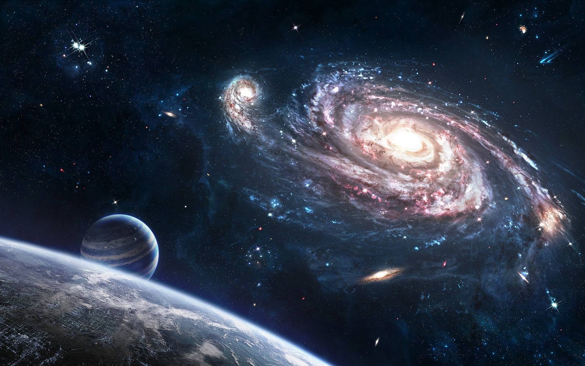 Galassia a spirale con pianeti, 1920x1200 Full HD+ WUXGA, Laptop