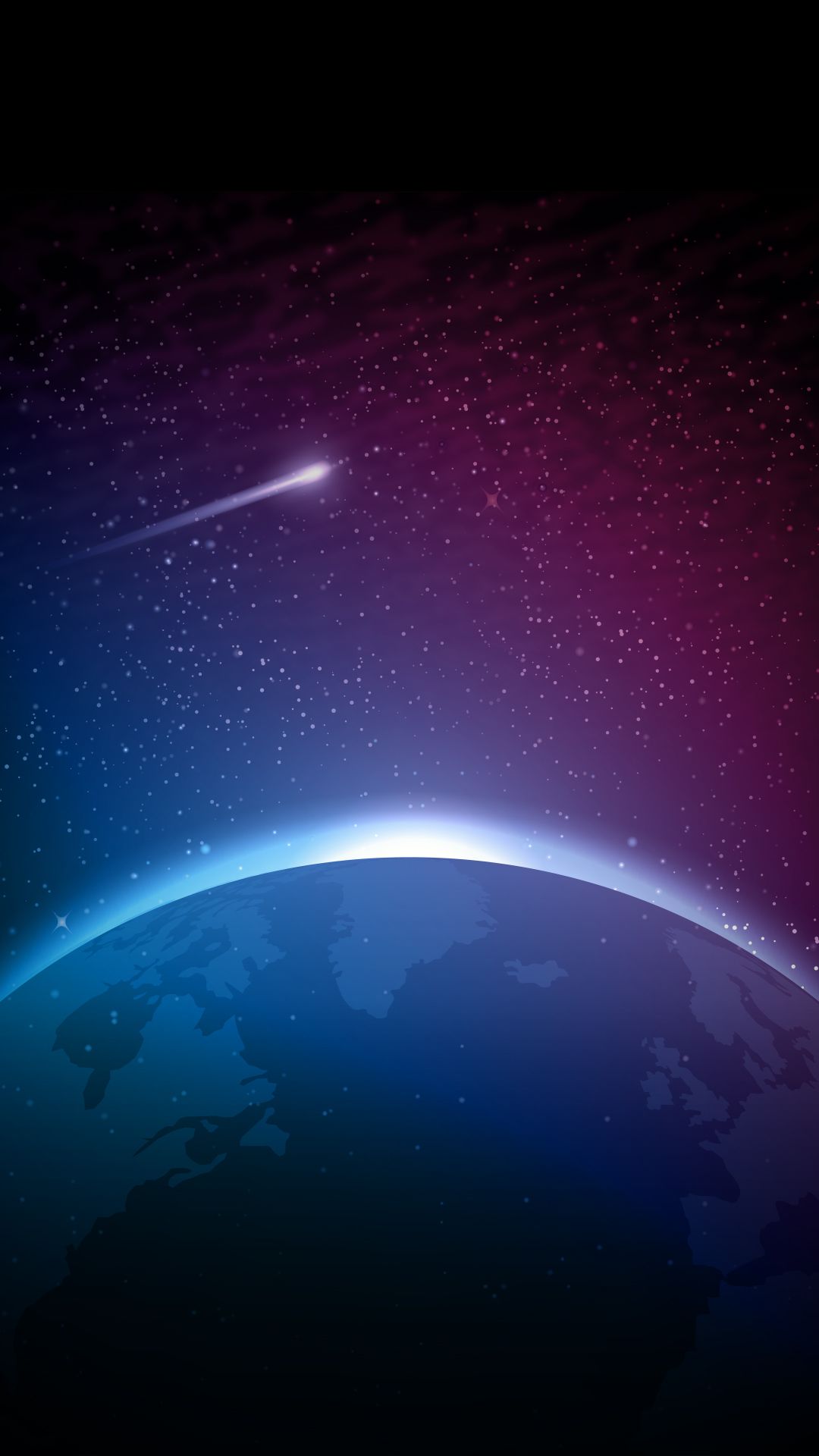 Pianeta blu con cometa, 1080x1920 Verticale, Mobile
