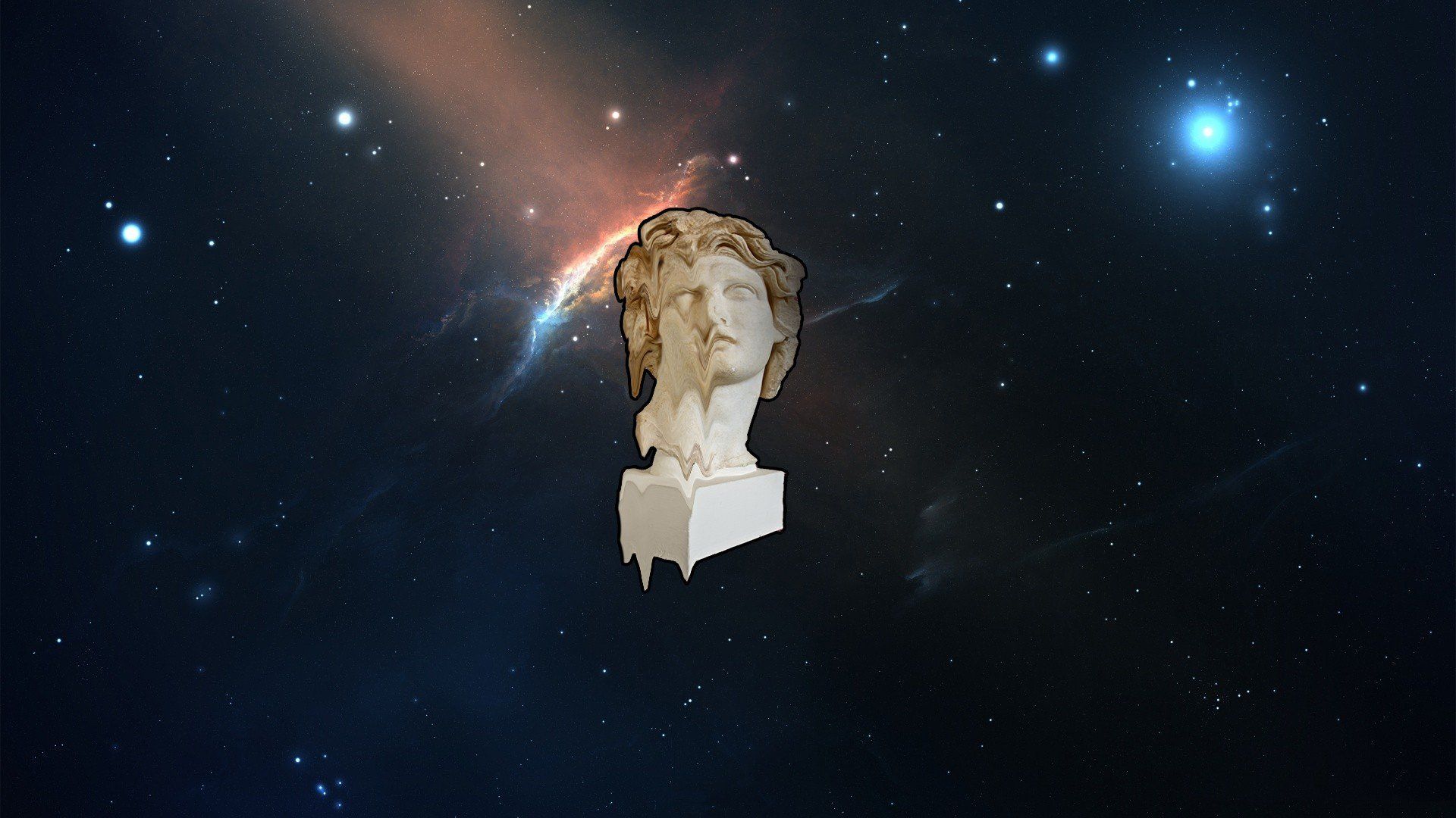 Busto statua greca nello spazio, 1920x1080 Full HD, PC