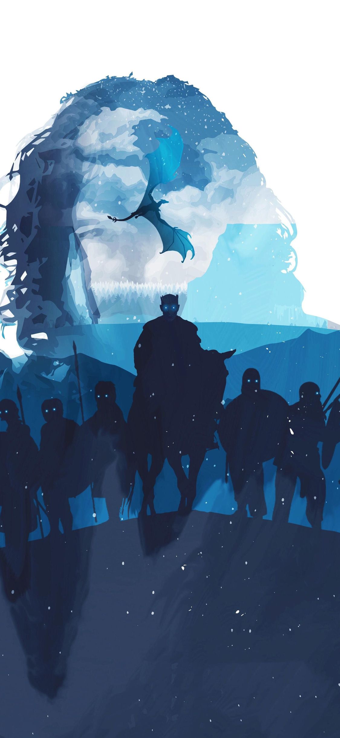 Jon Snow silhouette drago blu, 1125x2436 Full HD Verticale, iPhone Air