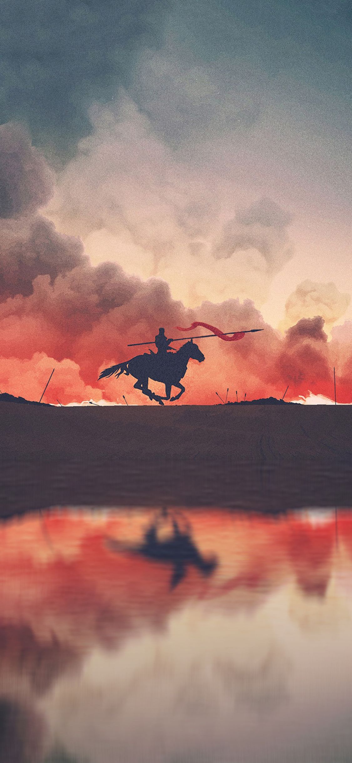 Cavaliere silhouette tramonto, 1125x2436 Verticale, iPhone Air