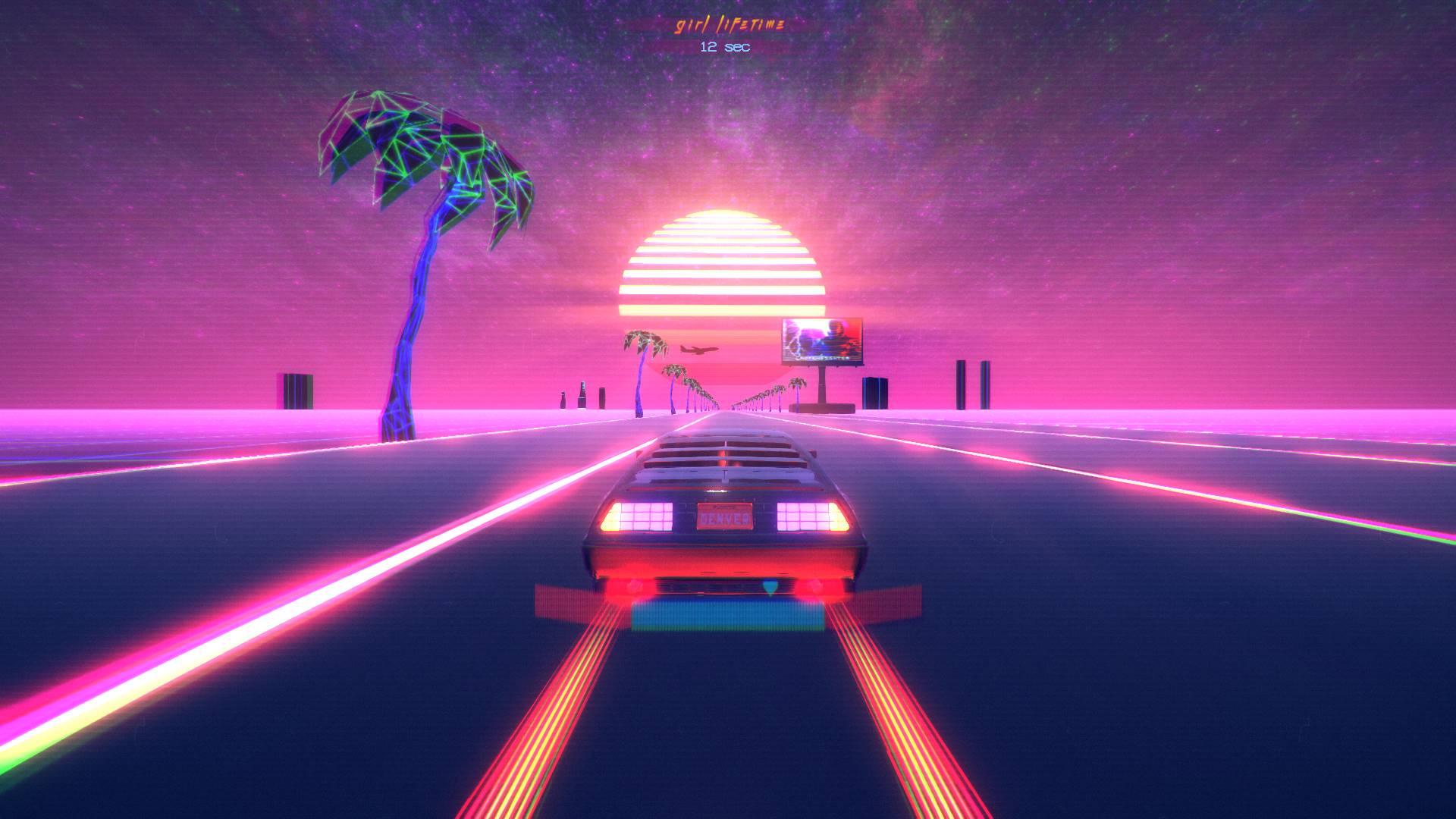 Auto retrowave neon tramonto, 1920x1080 Full HD 1080p, Laptop