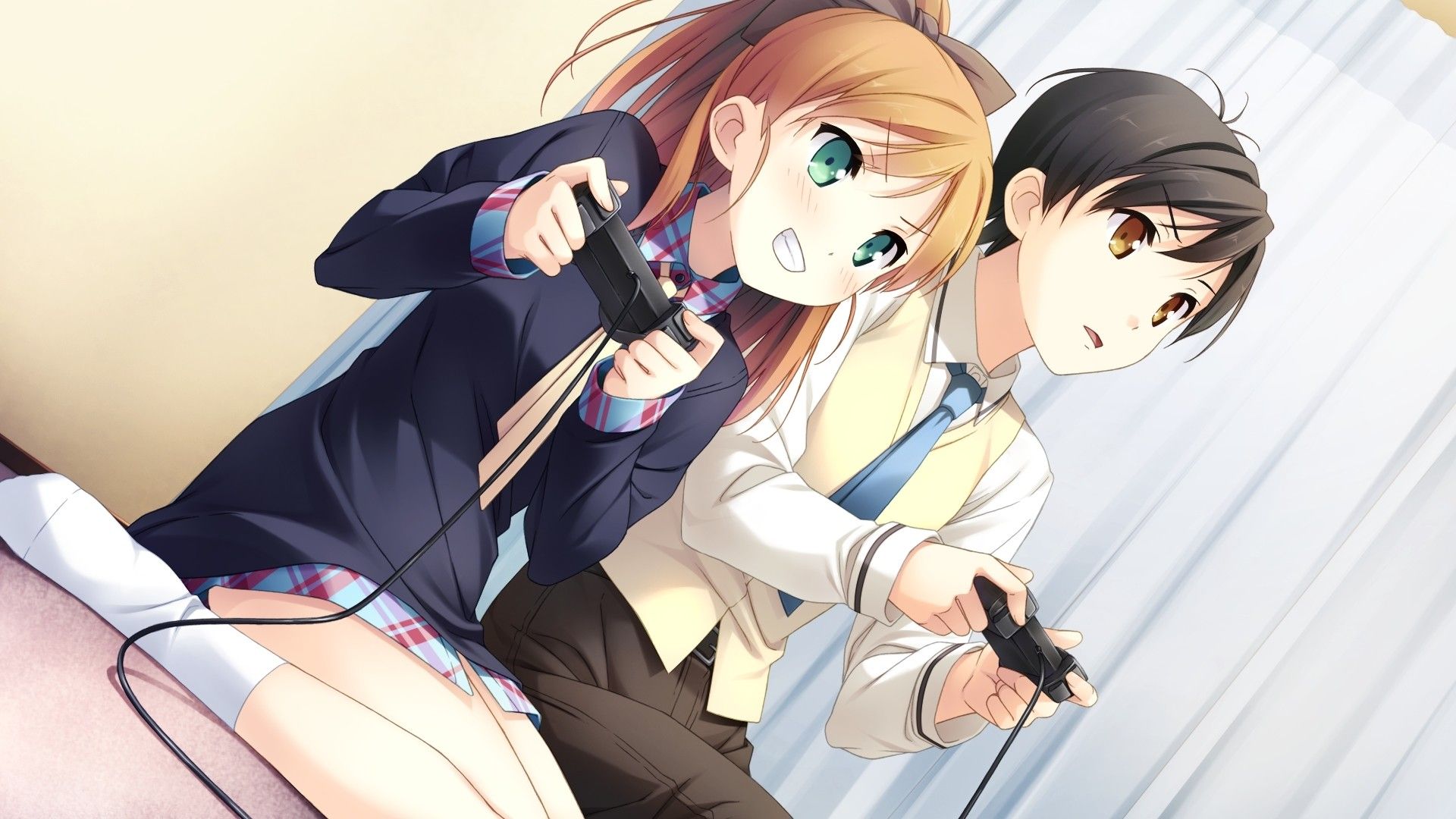 ragazzo e ragazza con controller, 1920x1080 1080p, Laptop