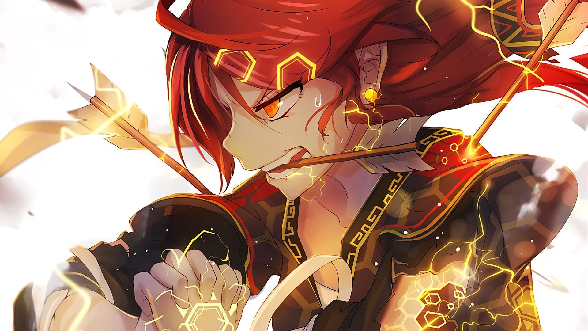 Personaggio anime capelli rossi energia, 1920x1080 Full HD, Desktop