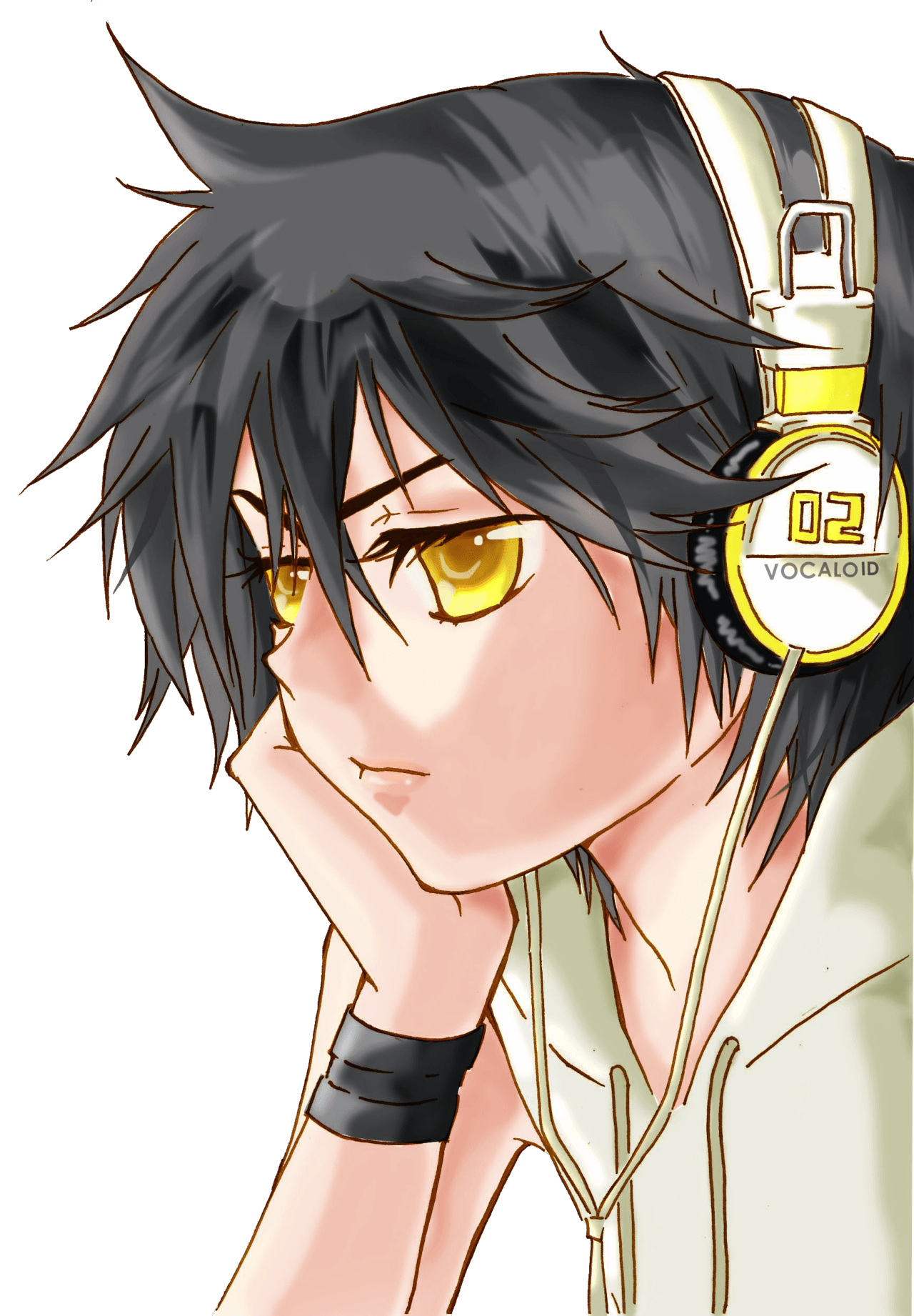 Ragazzo anime cuffie gialle, 1280x1842 Full HD Verticale, iPhone