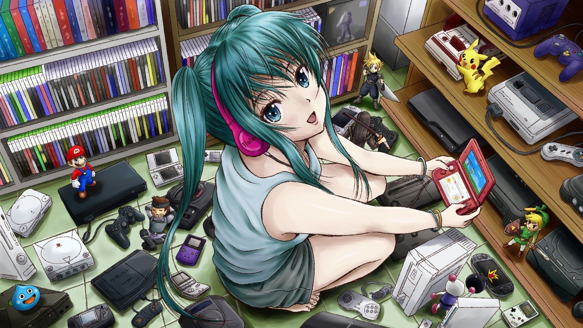 Ragazza anime gamer con console, 1920x1080 1080p, Desktop