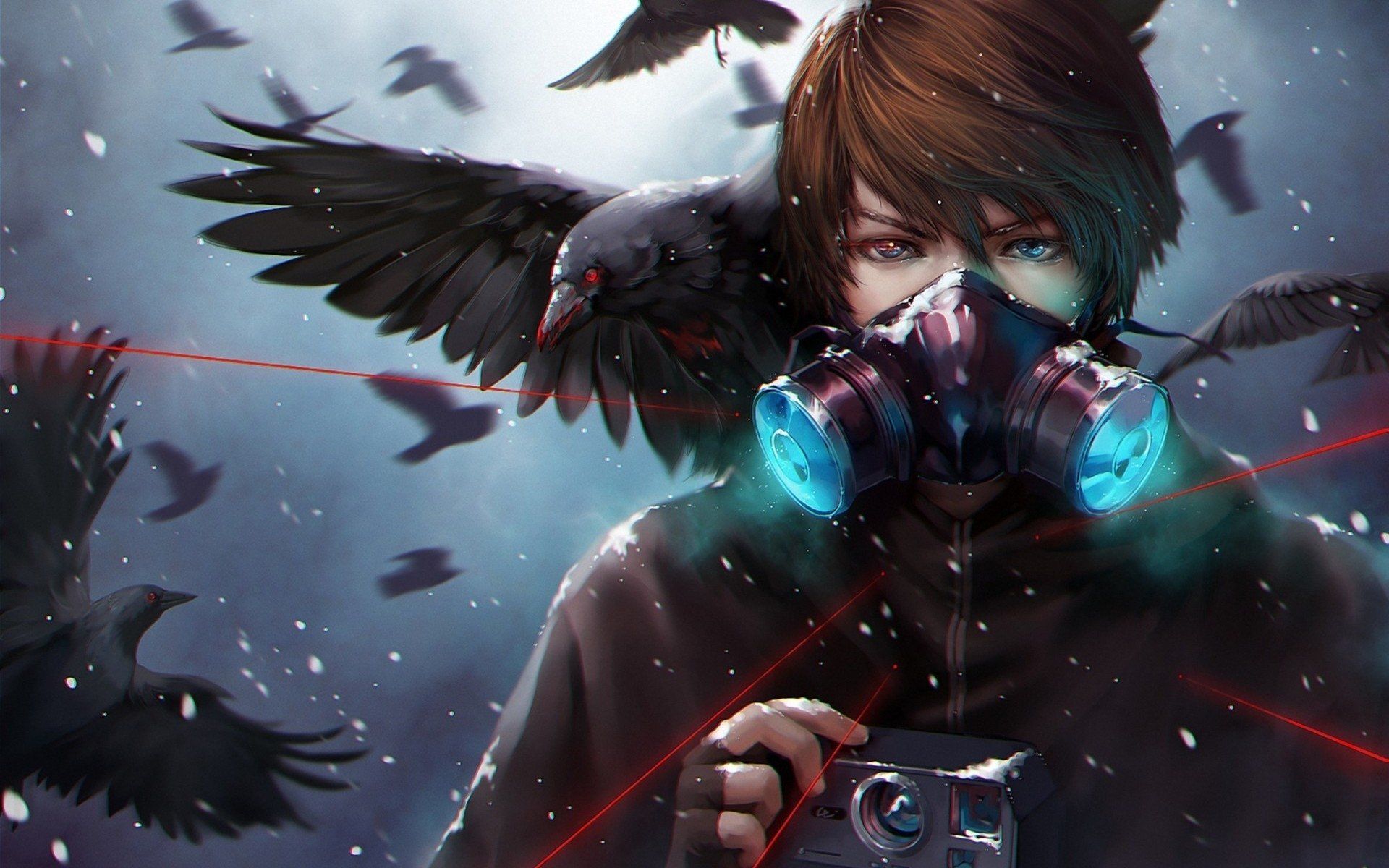 Personaggio anime con maschera antigas, 1920x1200 WUXGA, PC