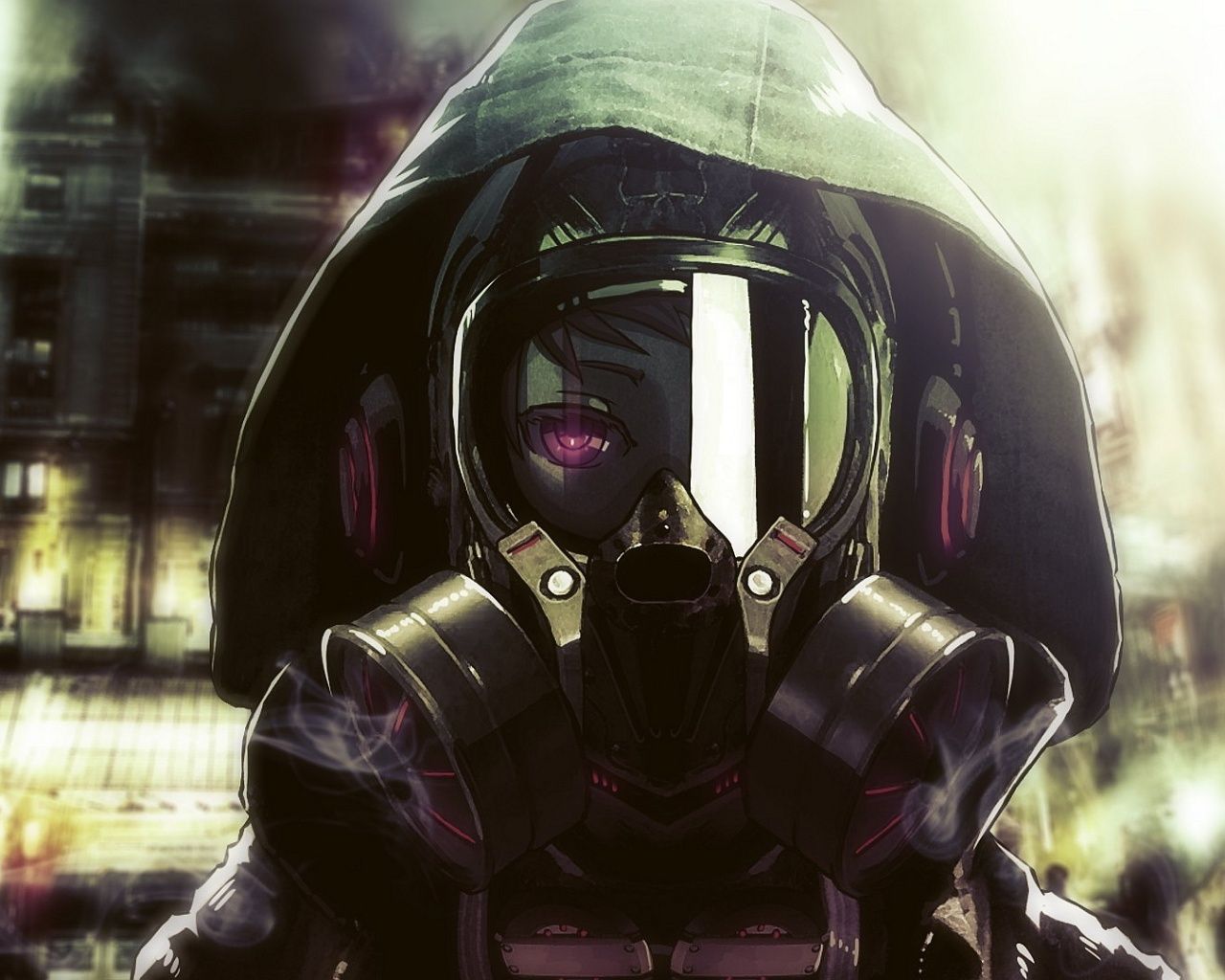Personaggio anime con maschera antigas, 1280x1024 HD, Desktop
