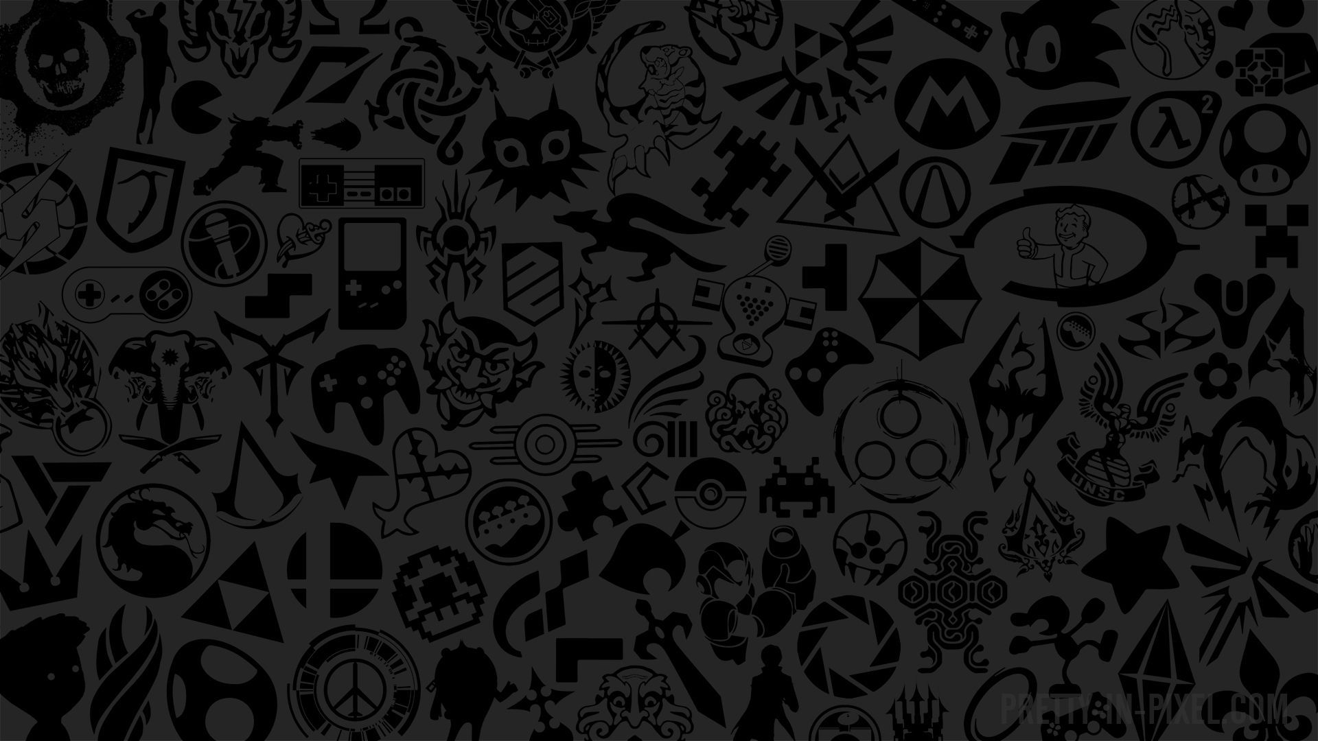 Icone gaming nere pattern, 1920x1080 Full HD, Desktop