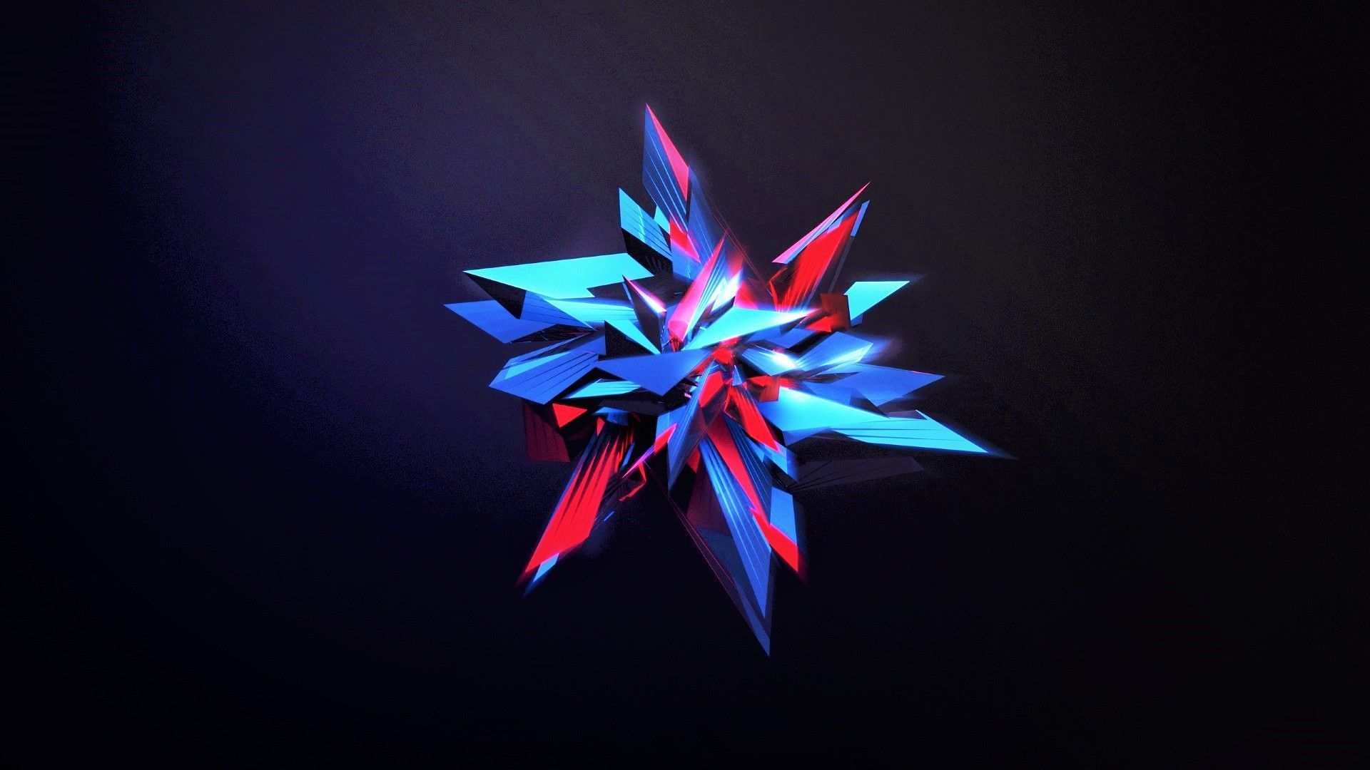 Forma astratta cristallina blu rossa, 1920x1080 1080p, PC