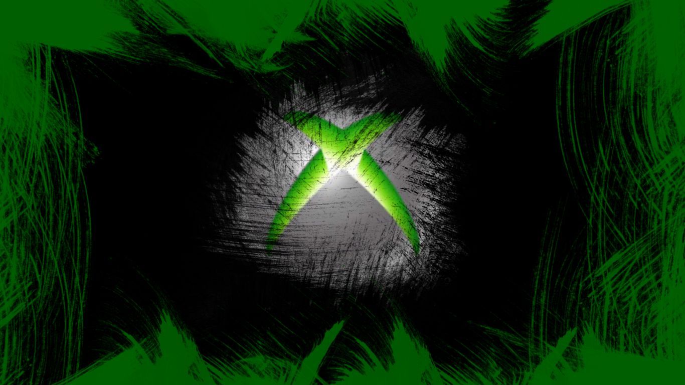 Logo Xbox verde grunge, 1366x768 HD, Desktop
