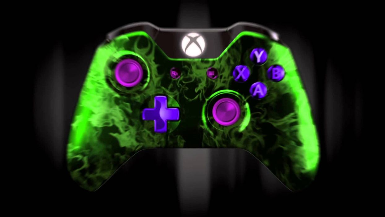Controller Xbox verde fiamme viola, 1244x700 HD, Desktop