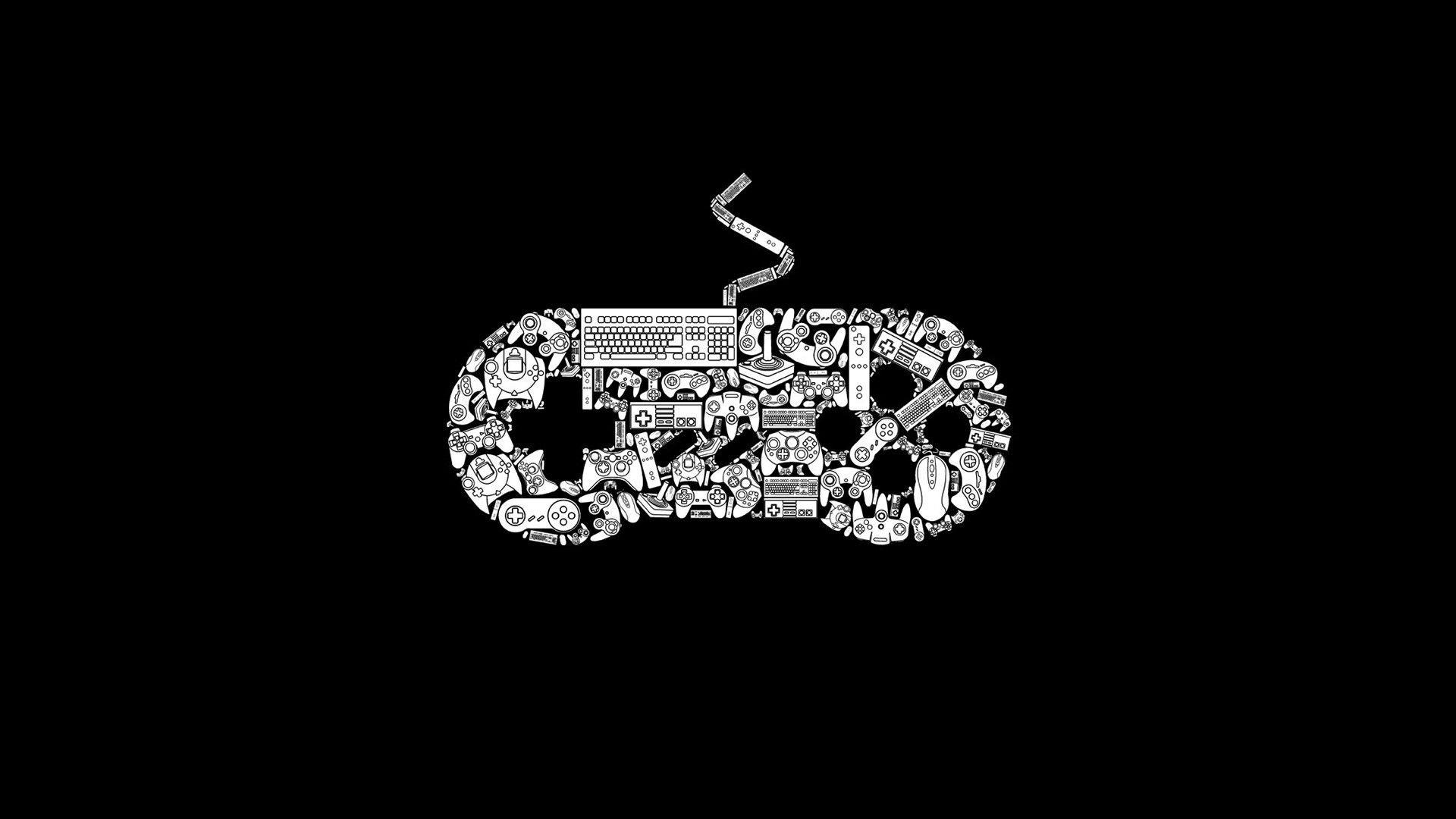 Controller gaming icone bianco nero, 1920x1080 Full HD 1080p, Desktop