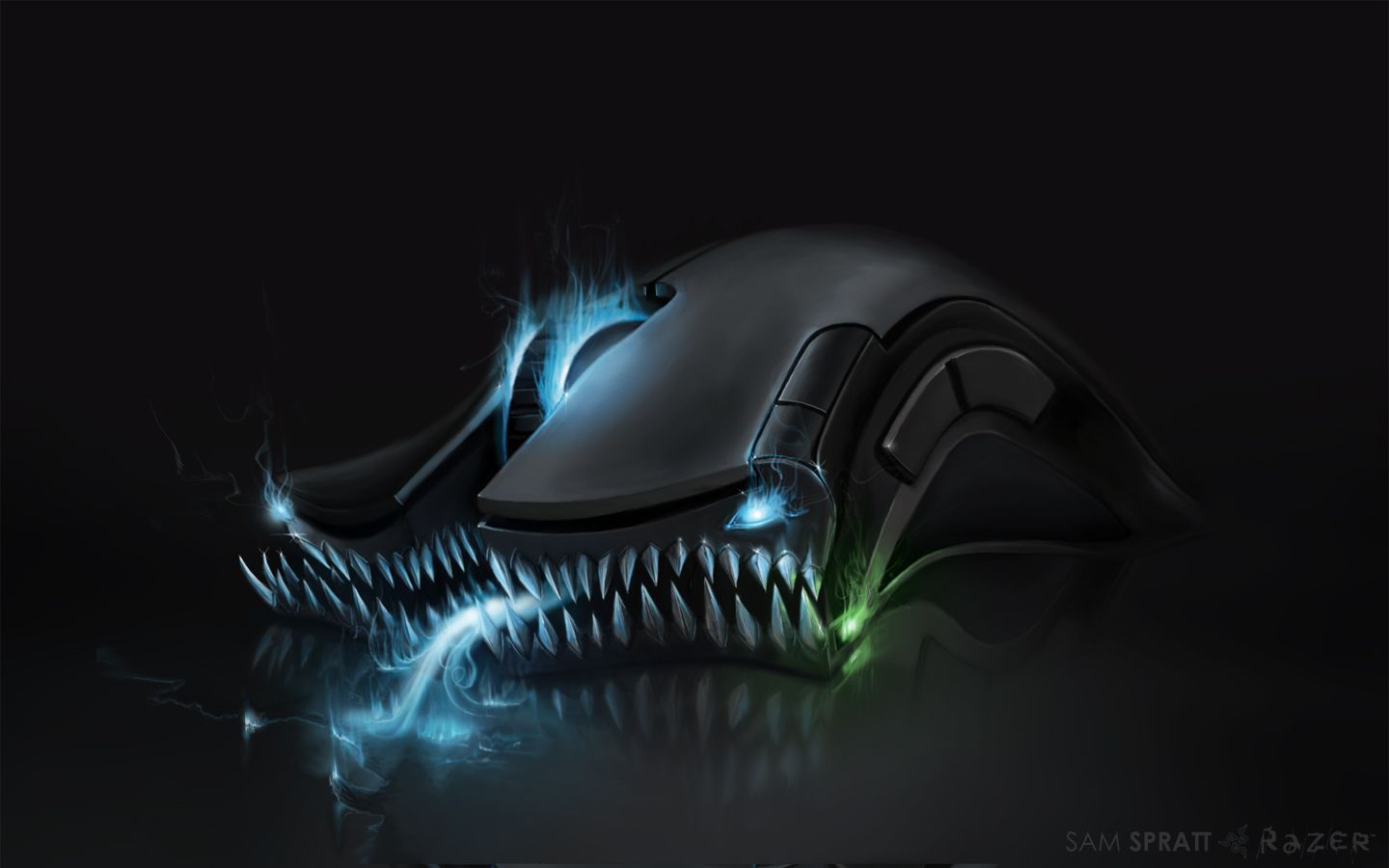 Mouse gaming con denti luminosi, 1440x900 HD, Desktop